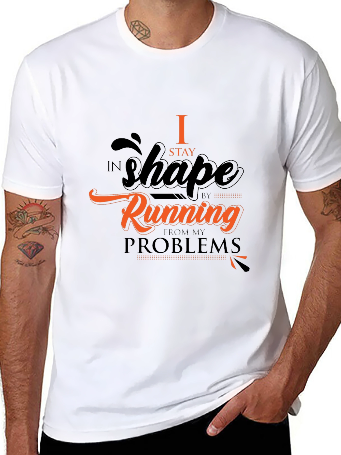 Mens Black T-Shirt - Running From Problems Graphic Tee