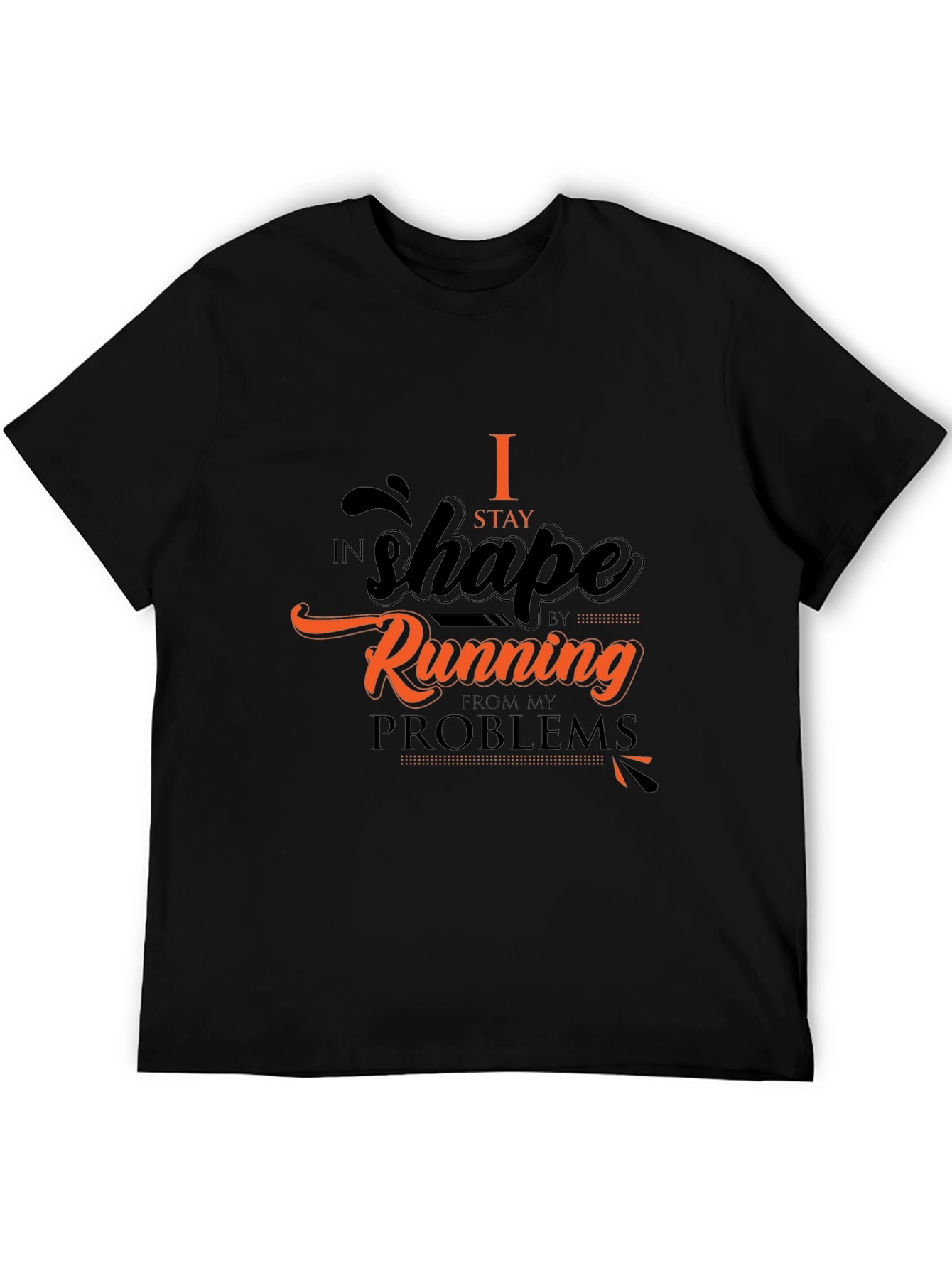 Mens Black T-Shirt - Running From Problems Graphic Tee
