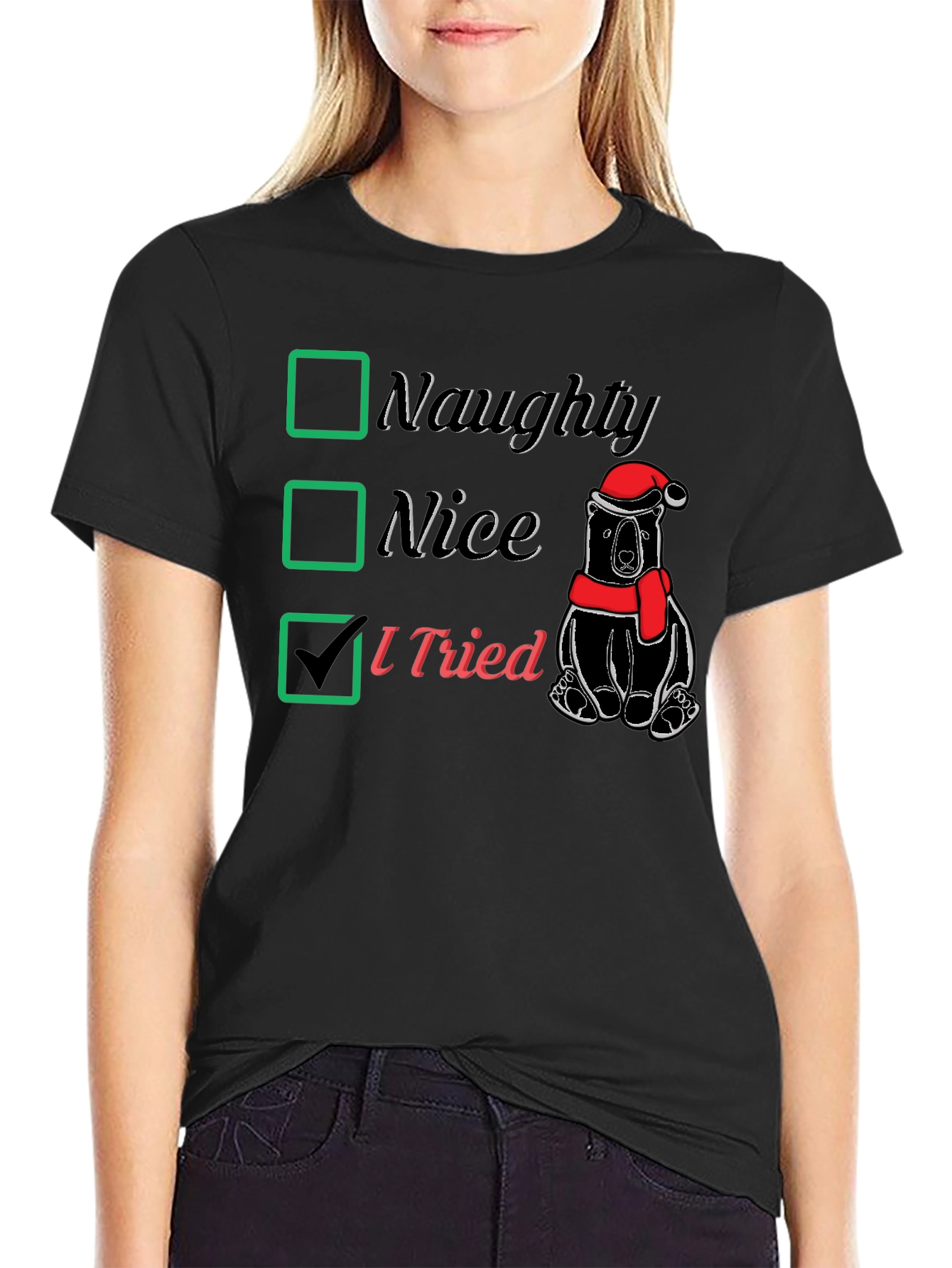 Naughty Nice I Tried Christmas T-Shirt