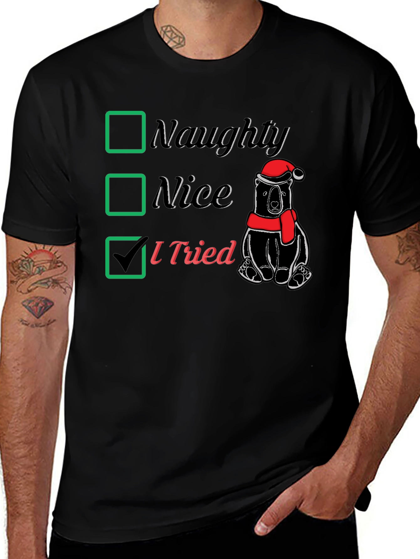 Naughty Nice I Tried Christmas T-Shirt