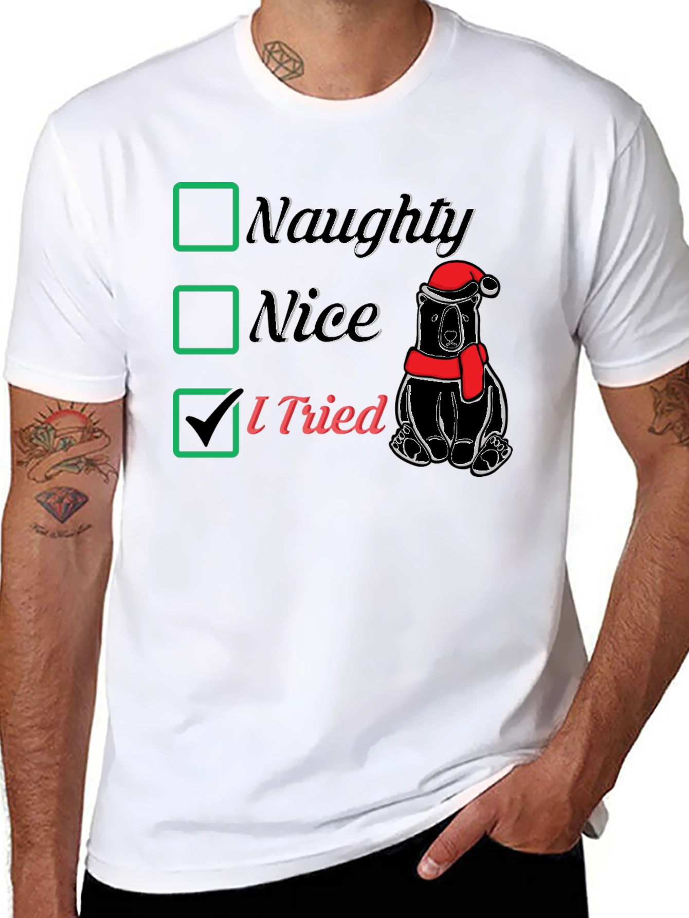 Naughty Nice I Tried Christmas T-Shirt