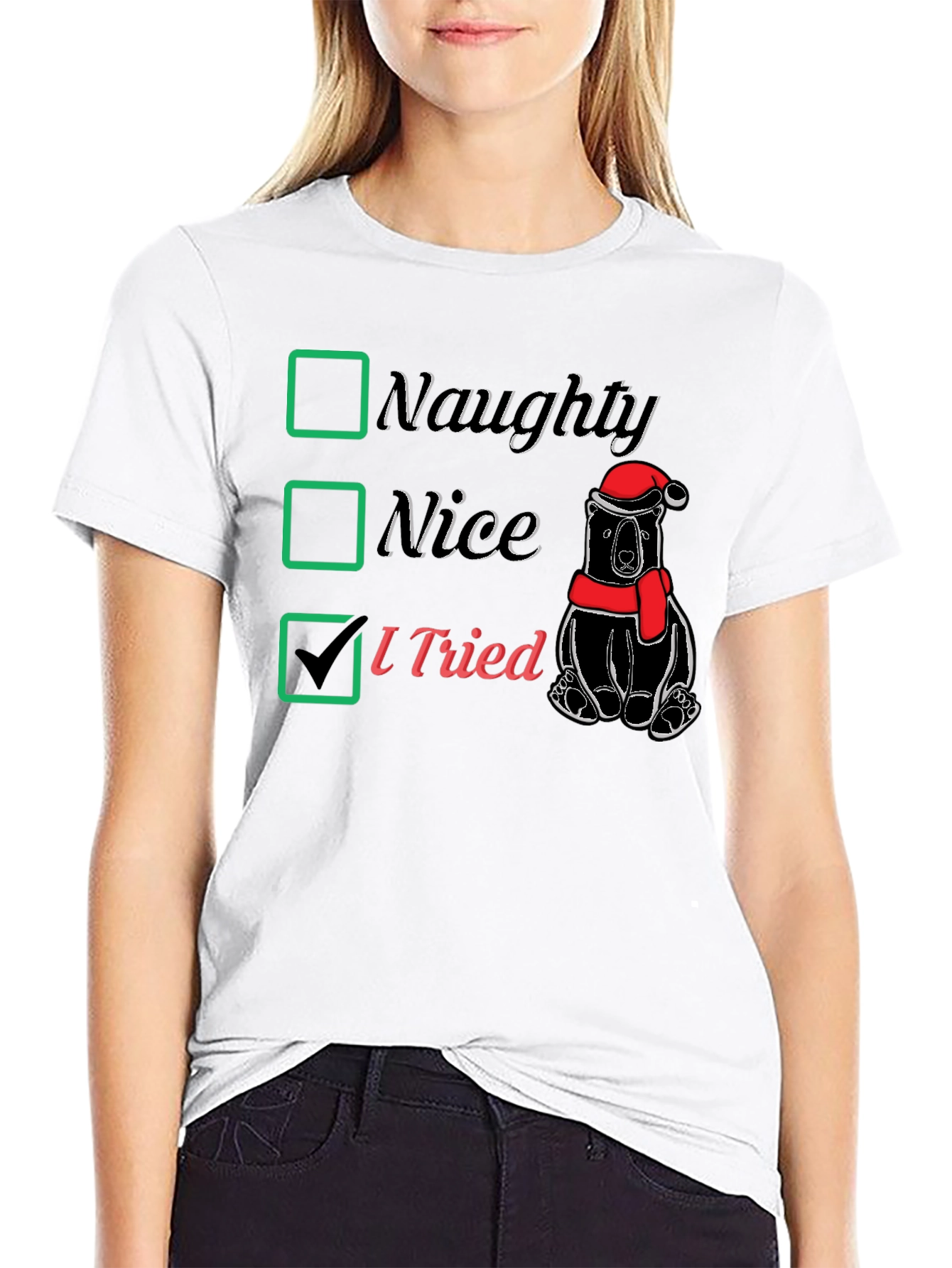 Naughty Nice I Tried Christmas T-Shirt