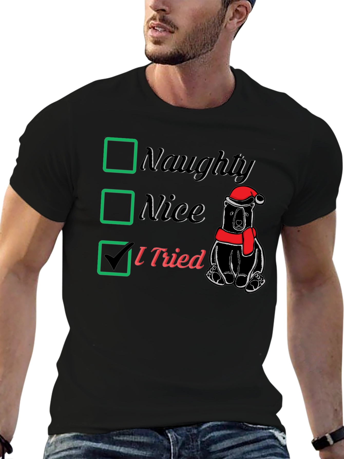 Naughty Nice I Tried Christmas T-Shirt