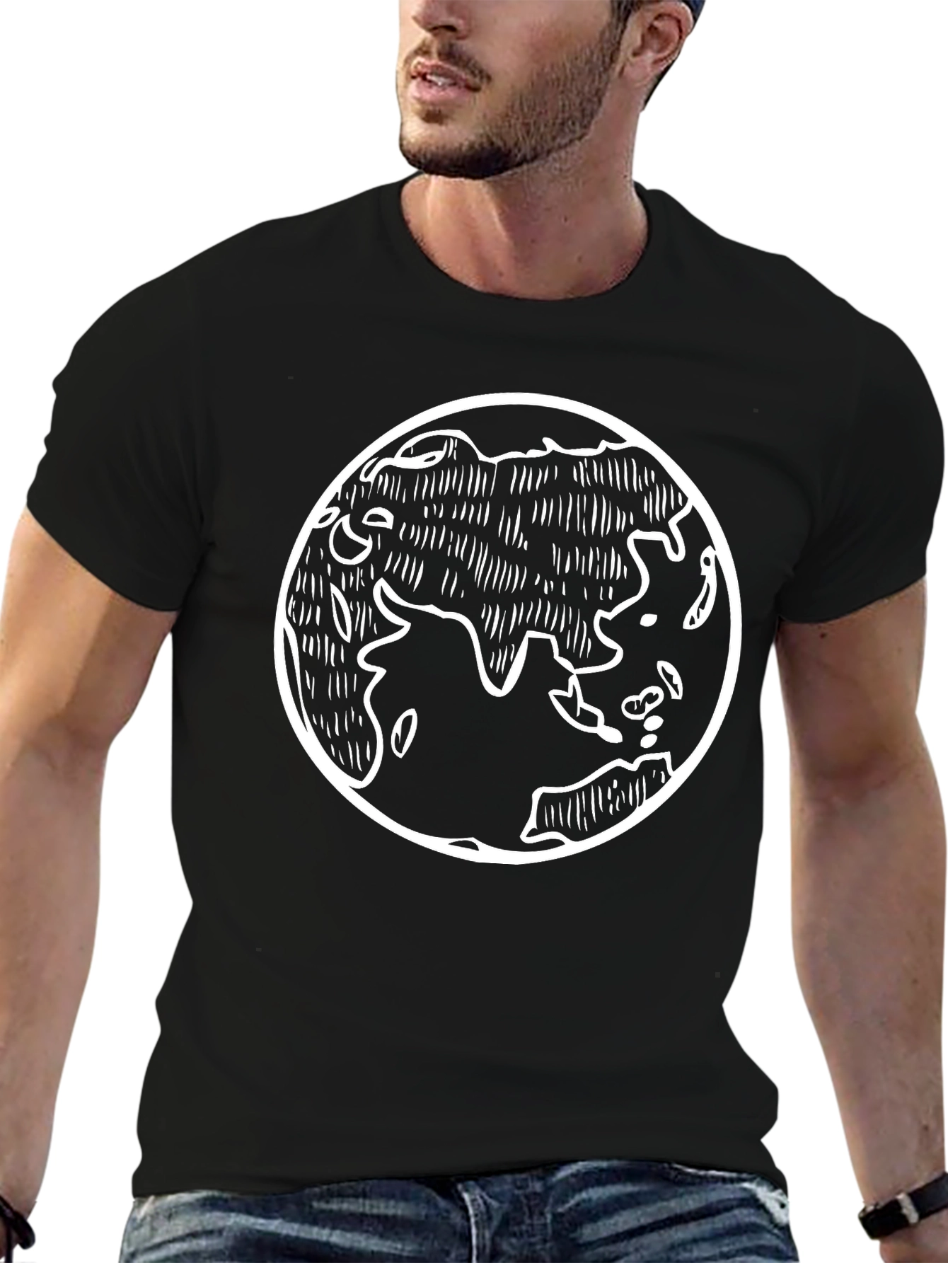 Earth Graphic Black Tee - Global Design