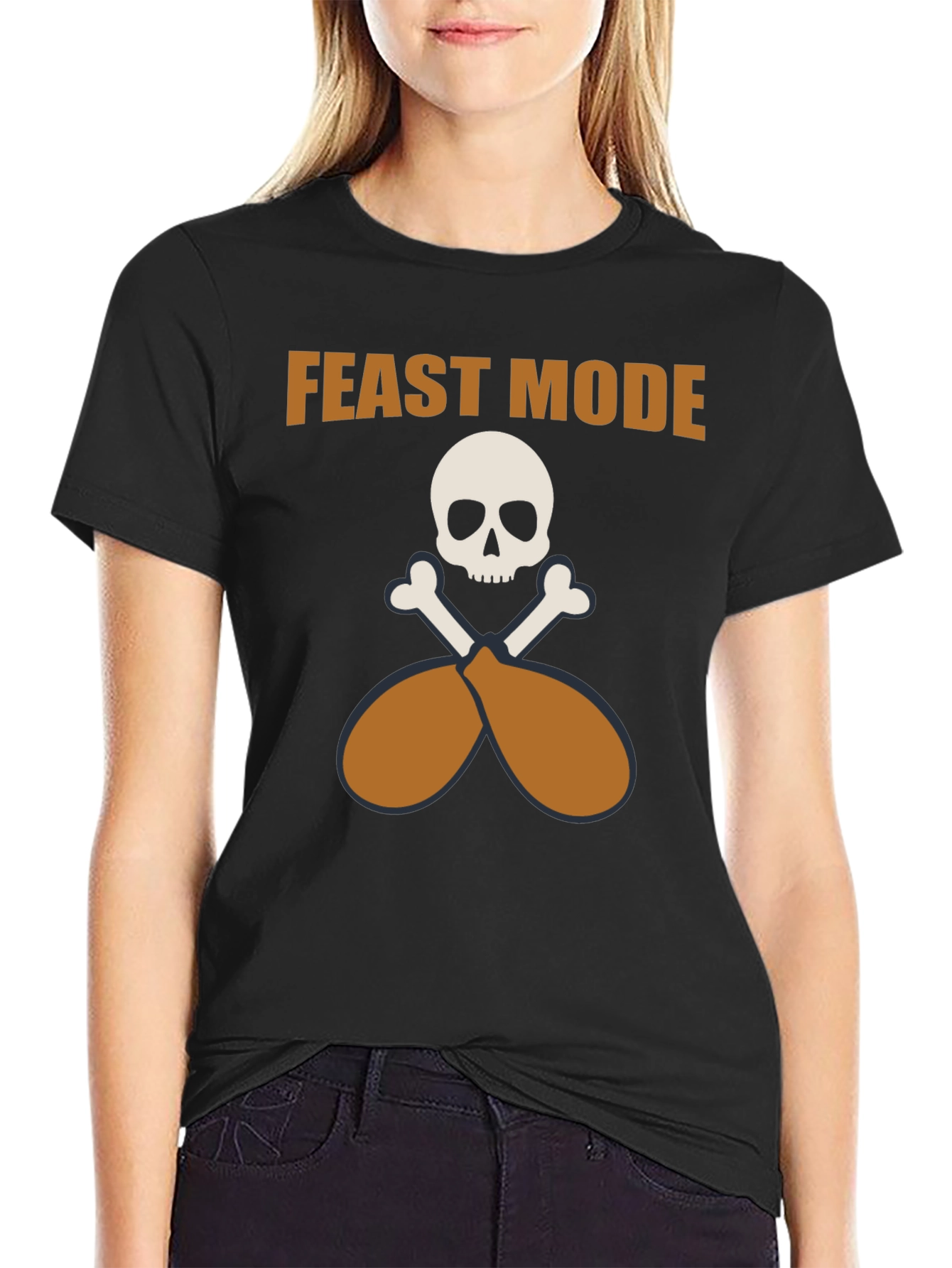 Feast Mode T-Shirt - Skull and Turkey Legs