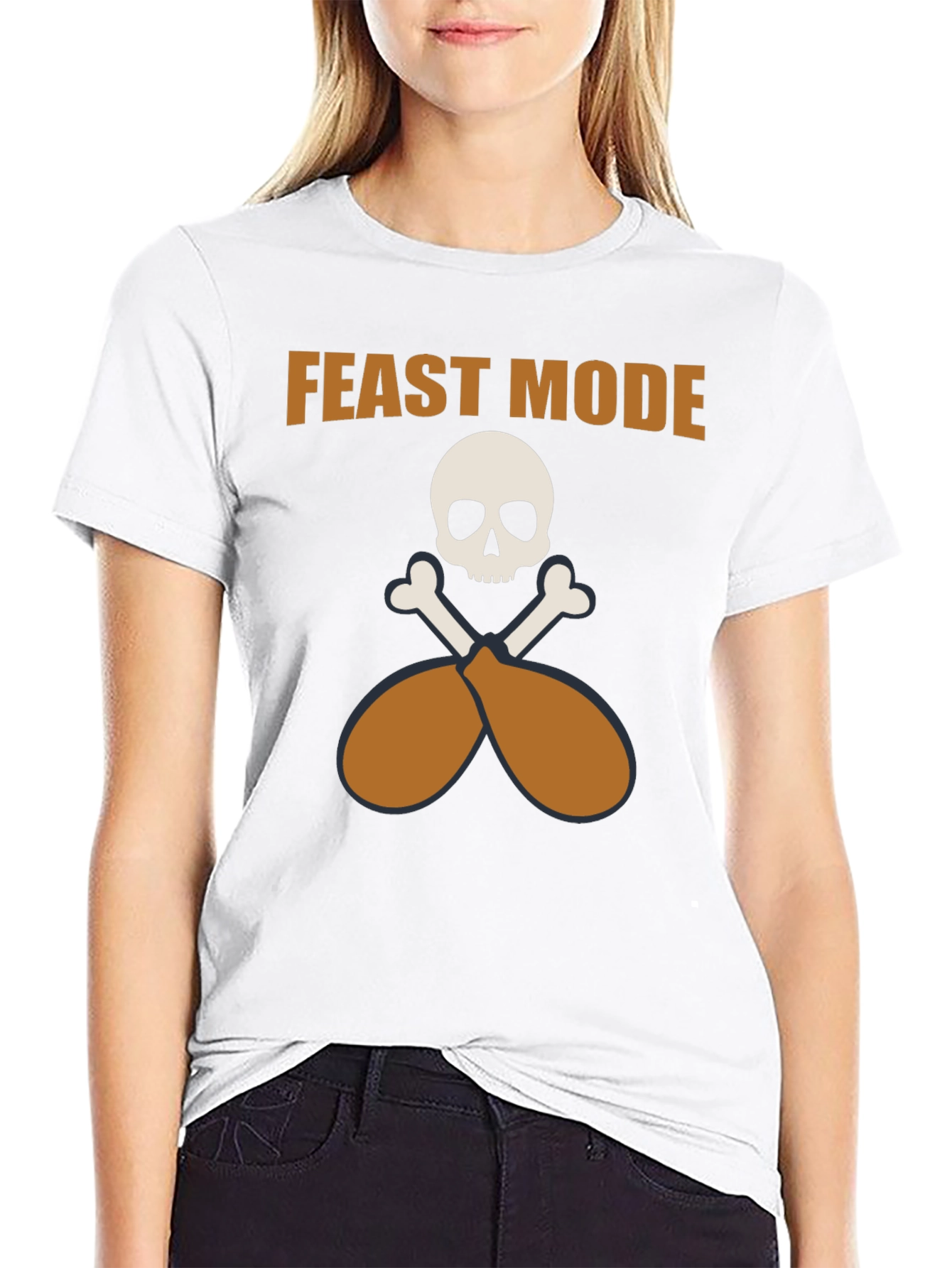 Feast Mode T-Shirt - Skull and Turkey Legs
