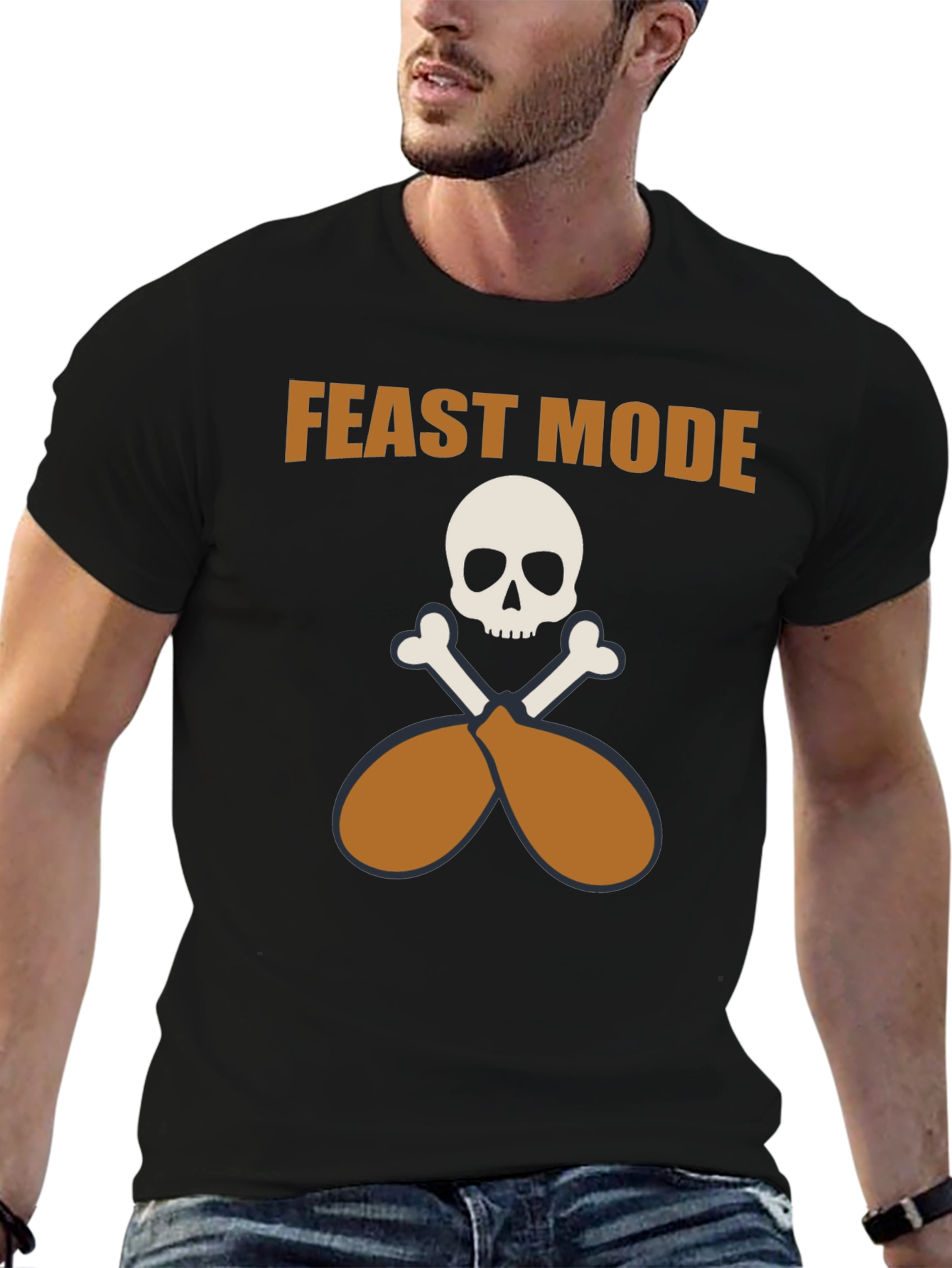 Feast Mode T-Shirt - Skull and Turkey Legs