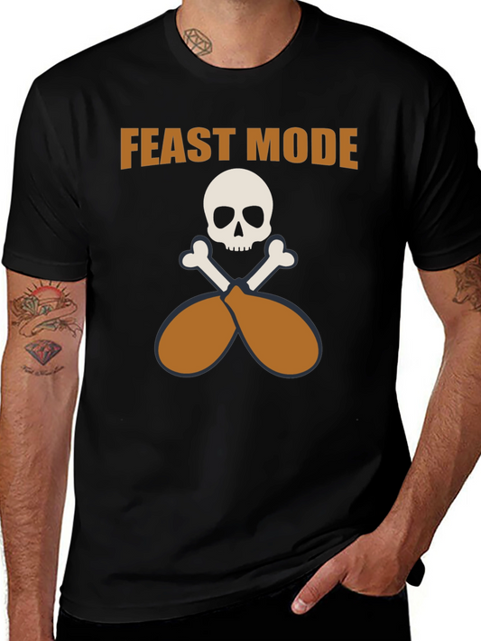 Feast Mode T-Shirt - Skull and Turkey Legs