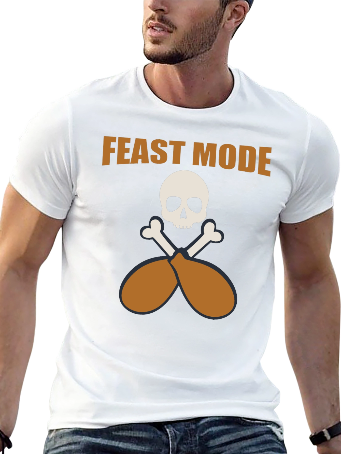 Feast Mode T-Shirt - Skull and Turkey Legs