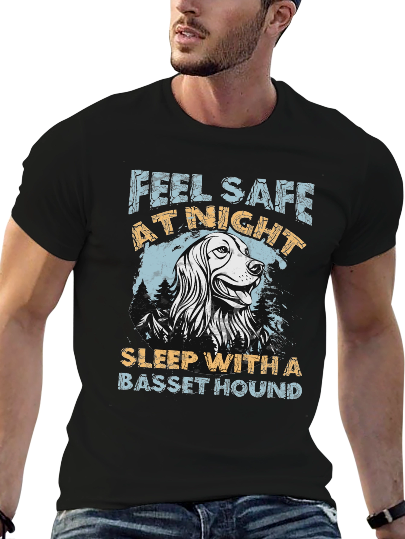 Feel Safe At Night Basset Hound T-Shirt