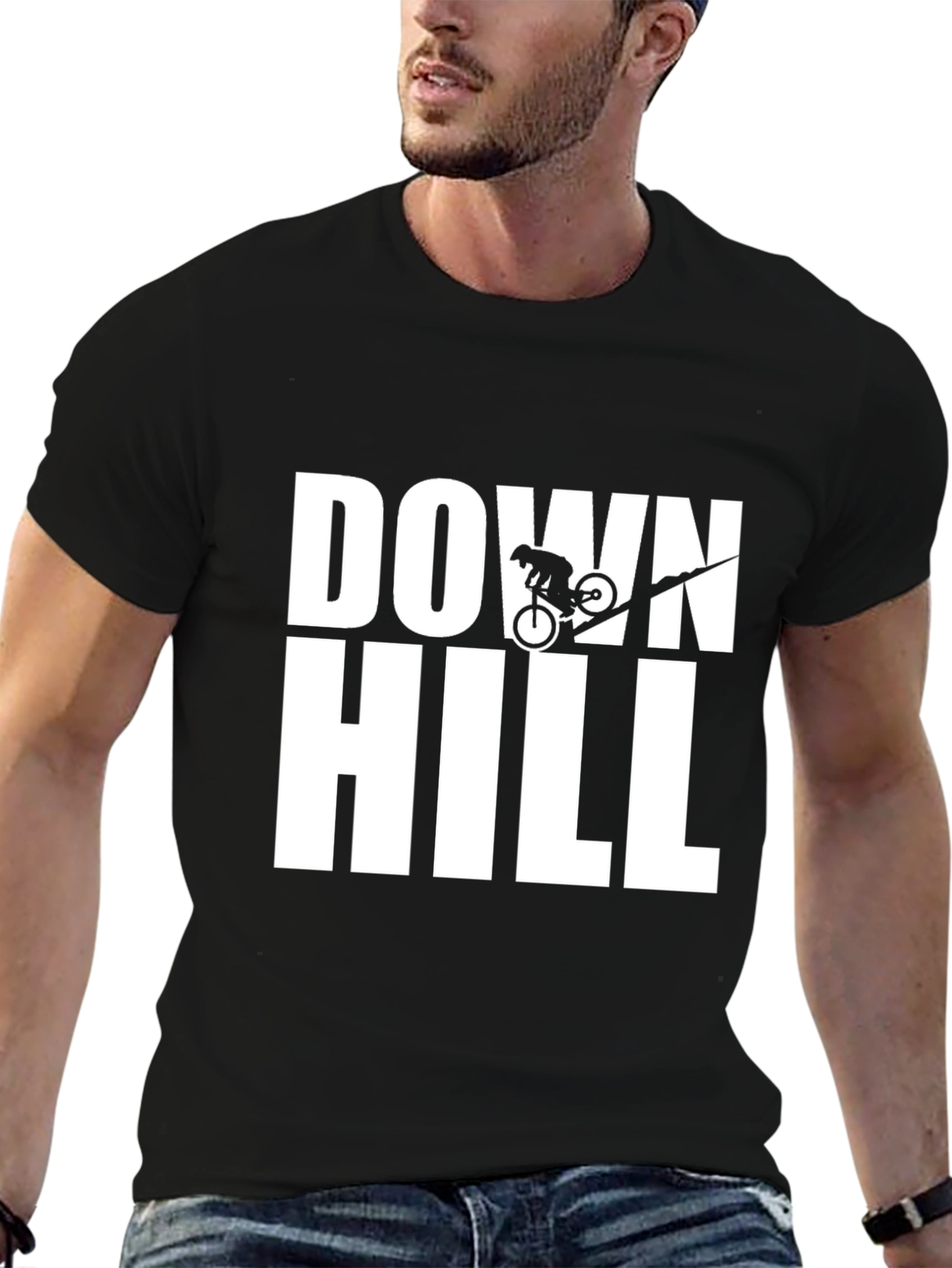 Downhill Biker T-Shirt - Black Graphic Tee