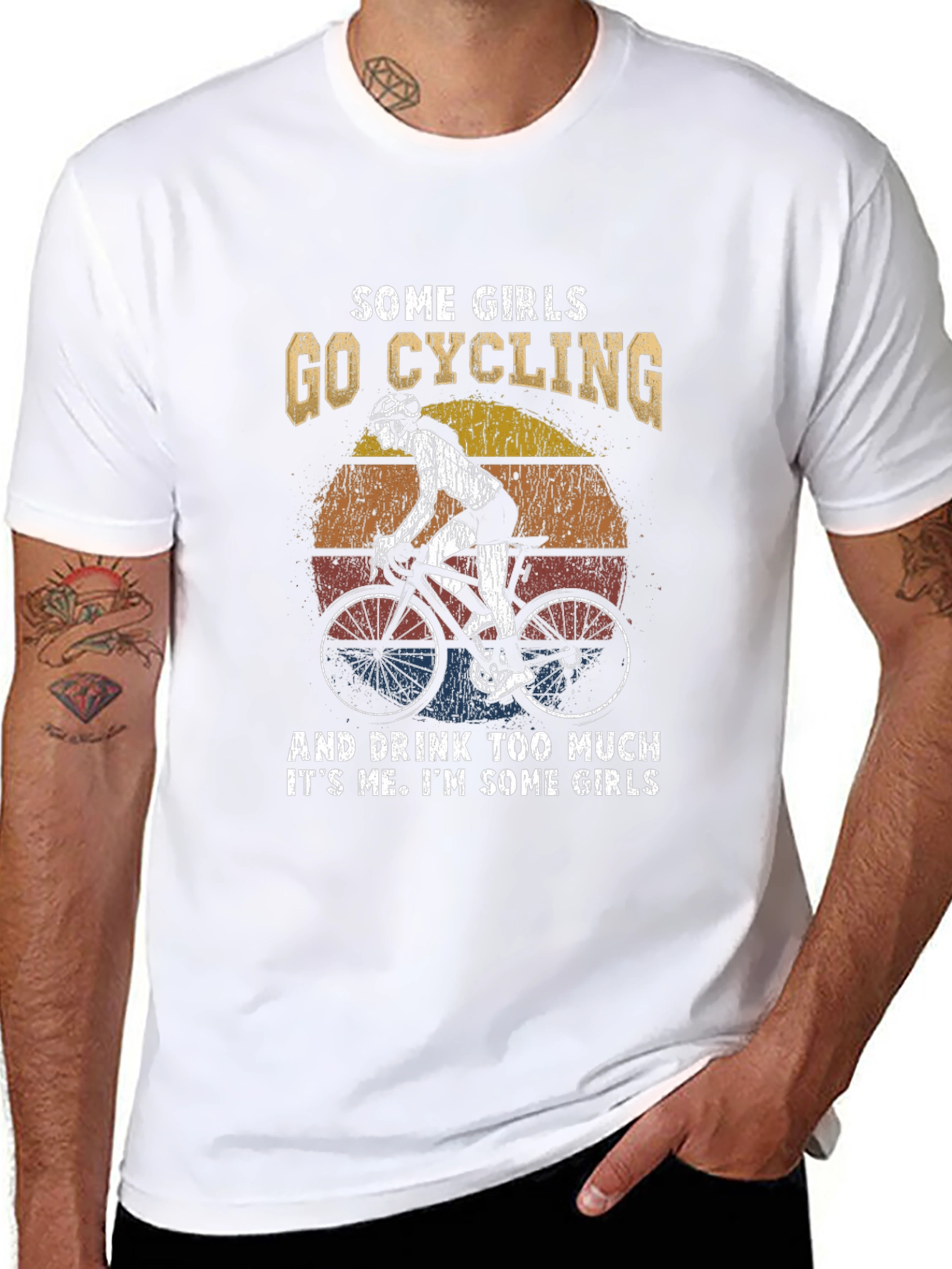 Cycling Girl Tee: Some Girls Go Cycling & Drink