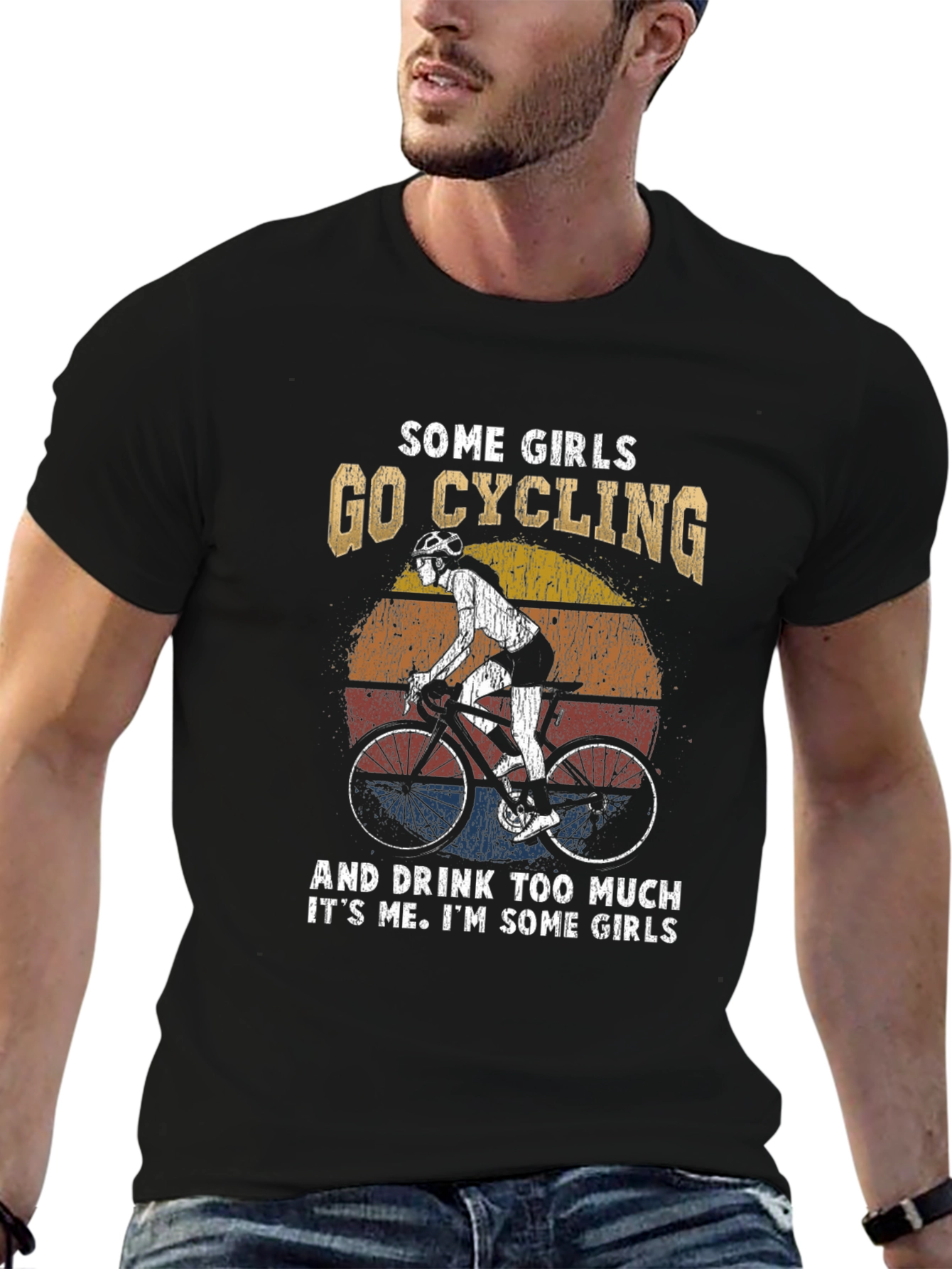 Cycling Girl Tee: Some Girls Go Cycling & Drink