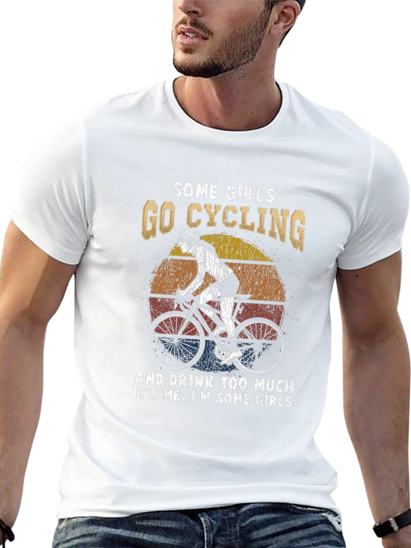 Cycling Girl Tee: Some Girls Go Cycling & Drink