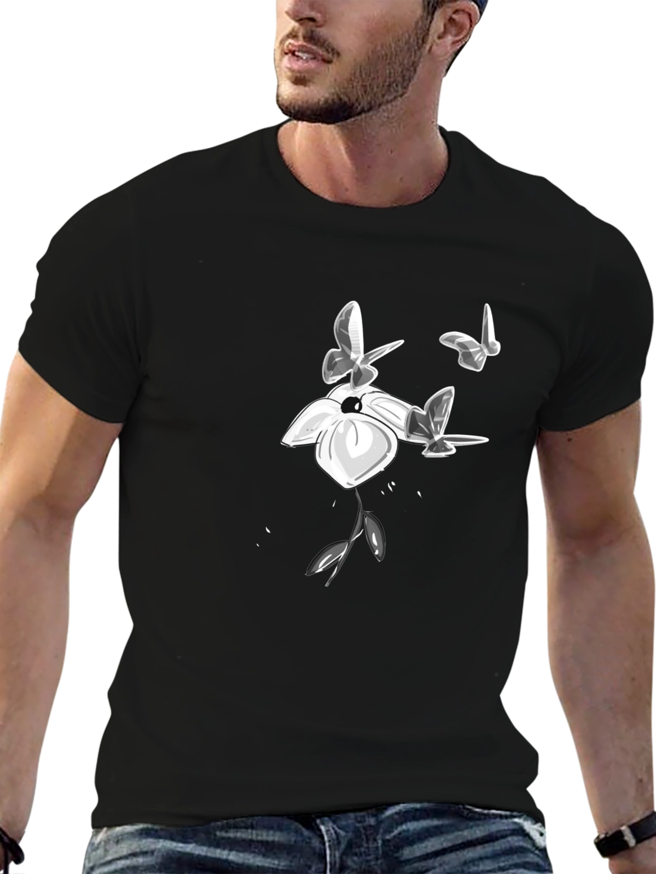 Flower and Butterfly Graphic Tee