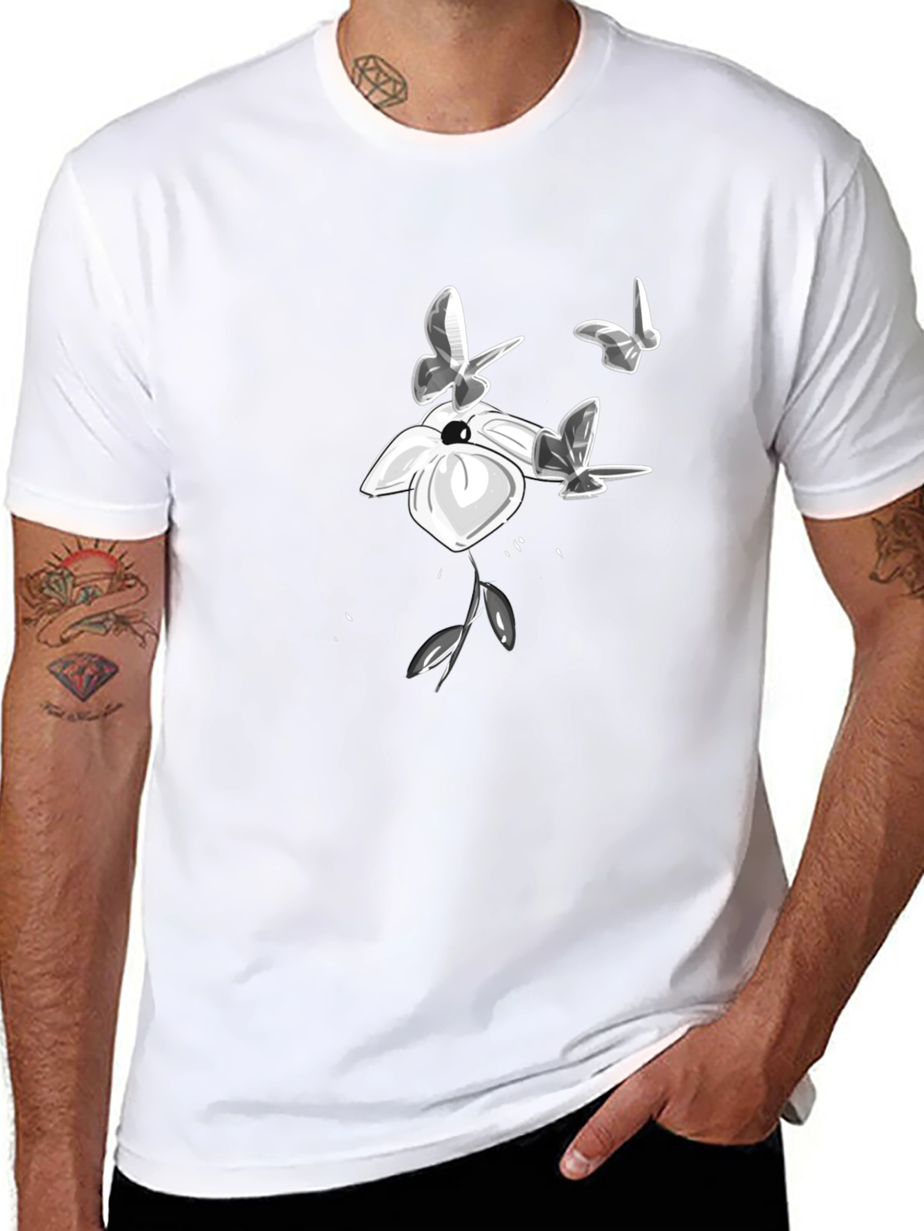 Flower and Butterfly Graphic Tee