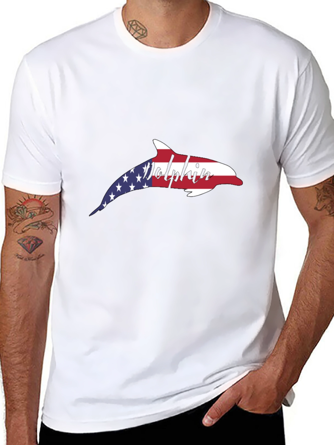 American Flag Dolphin T-Shirt - Patriotic USA