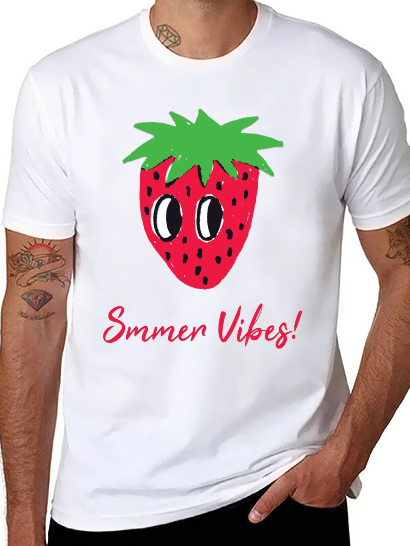 Summer Vibes Strawberry Graphic T-Shirt