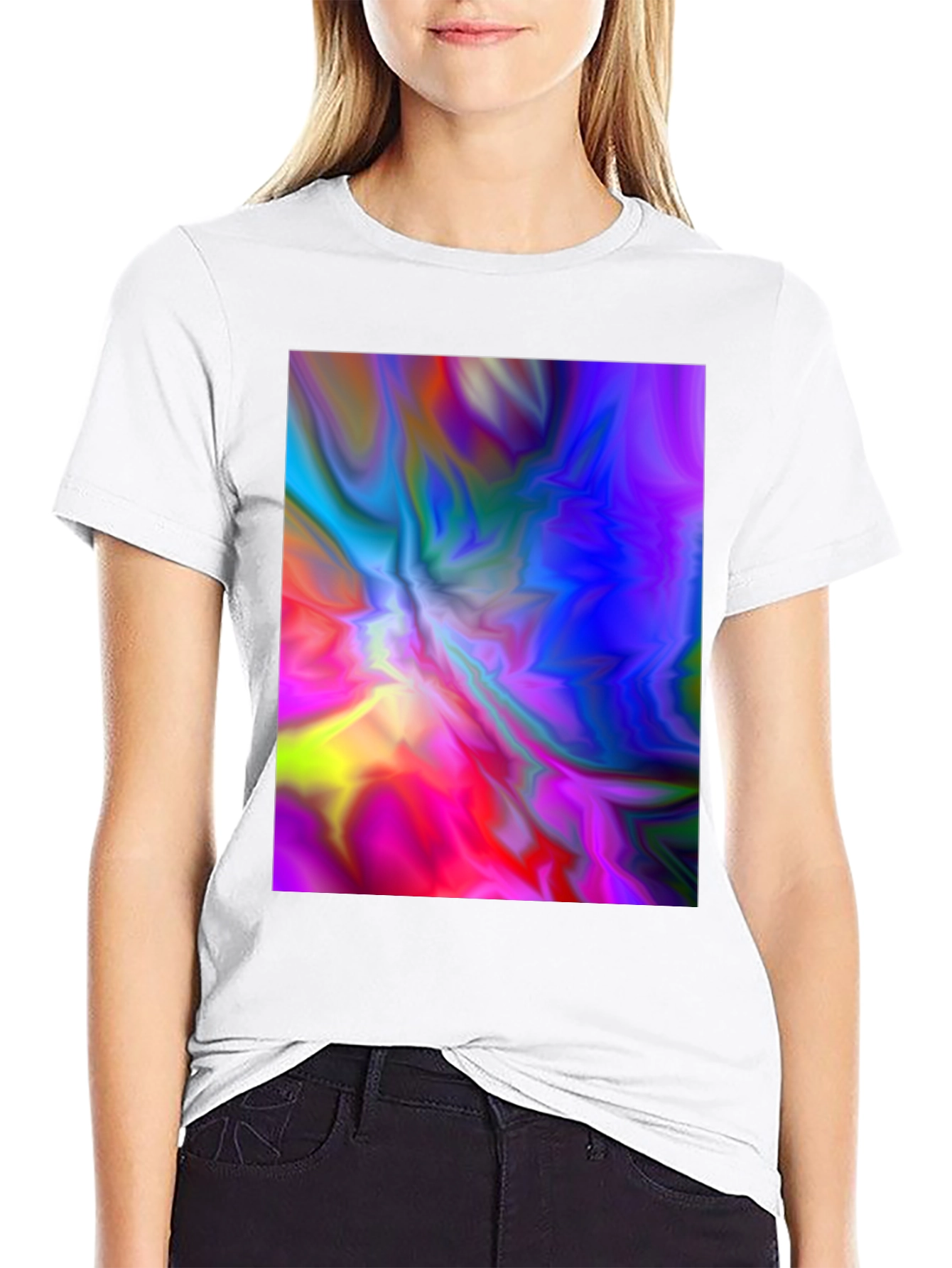 Vibrant Abstract Art Graphic Black T-Shirt