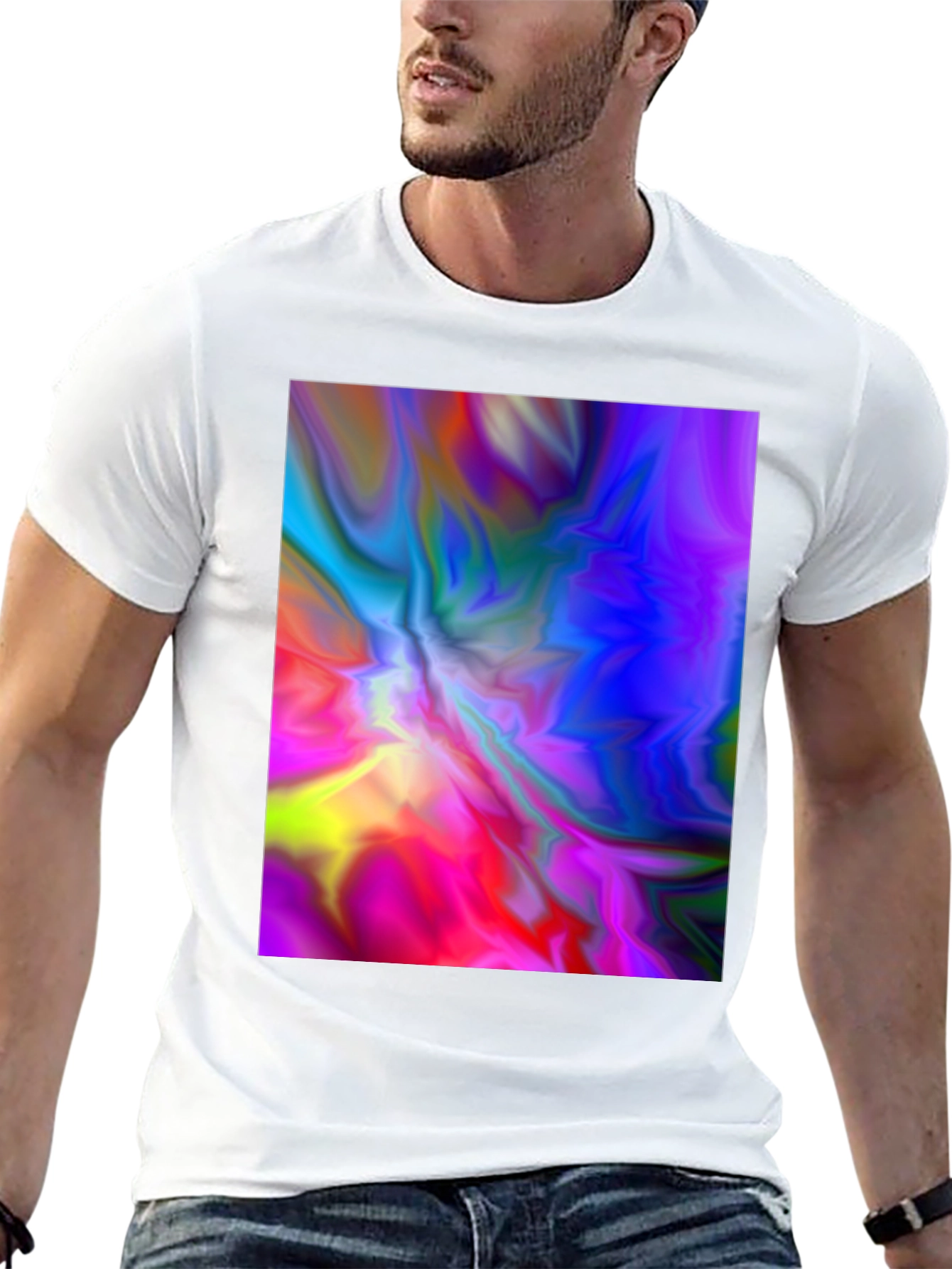 Vibrant Abstract Art Graphic Black T-Shirt