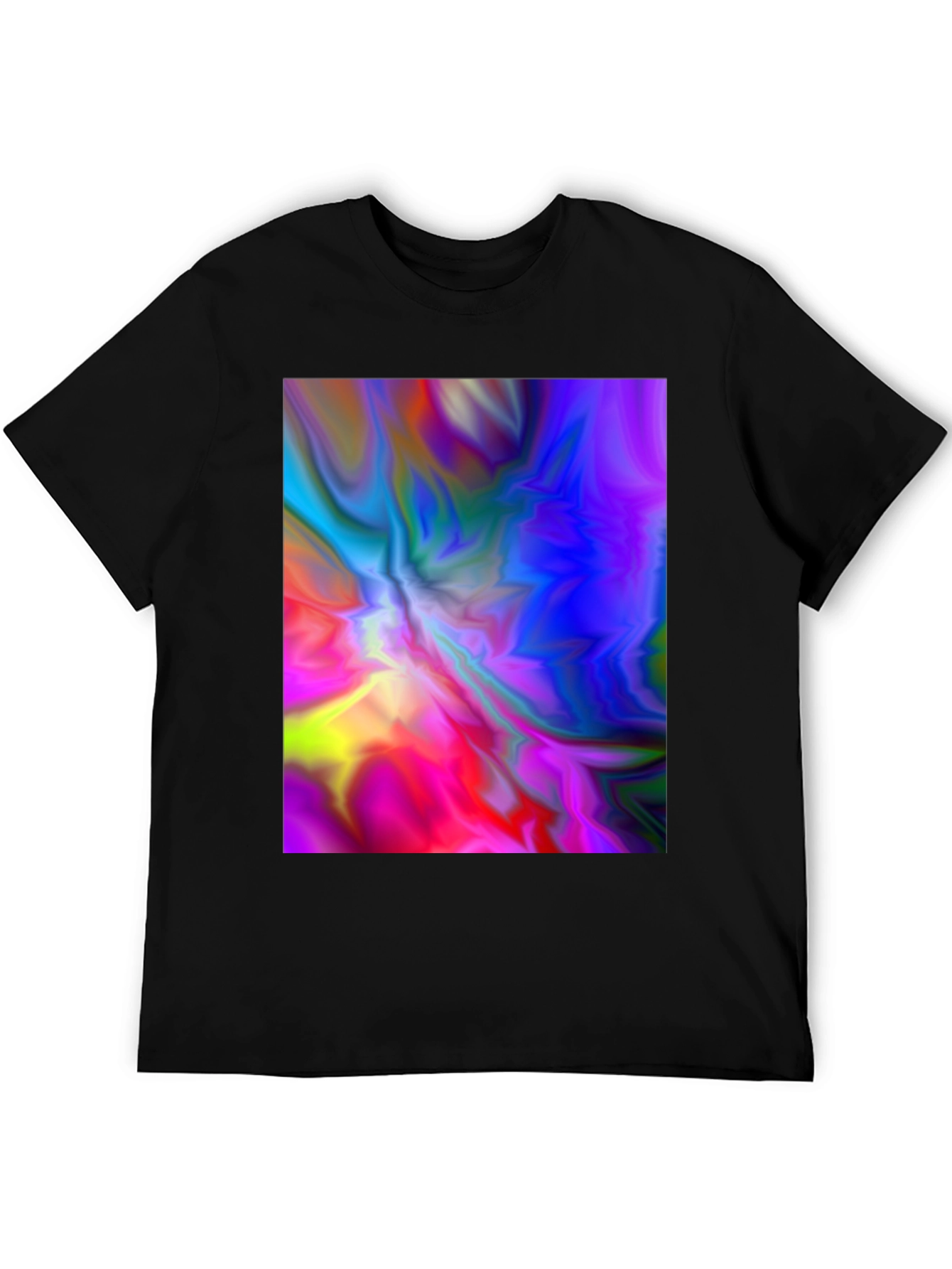 Vibrant Abstract Art Graphic Black T-Shirt