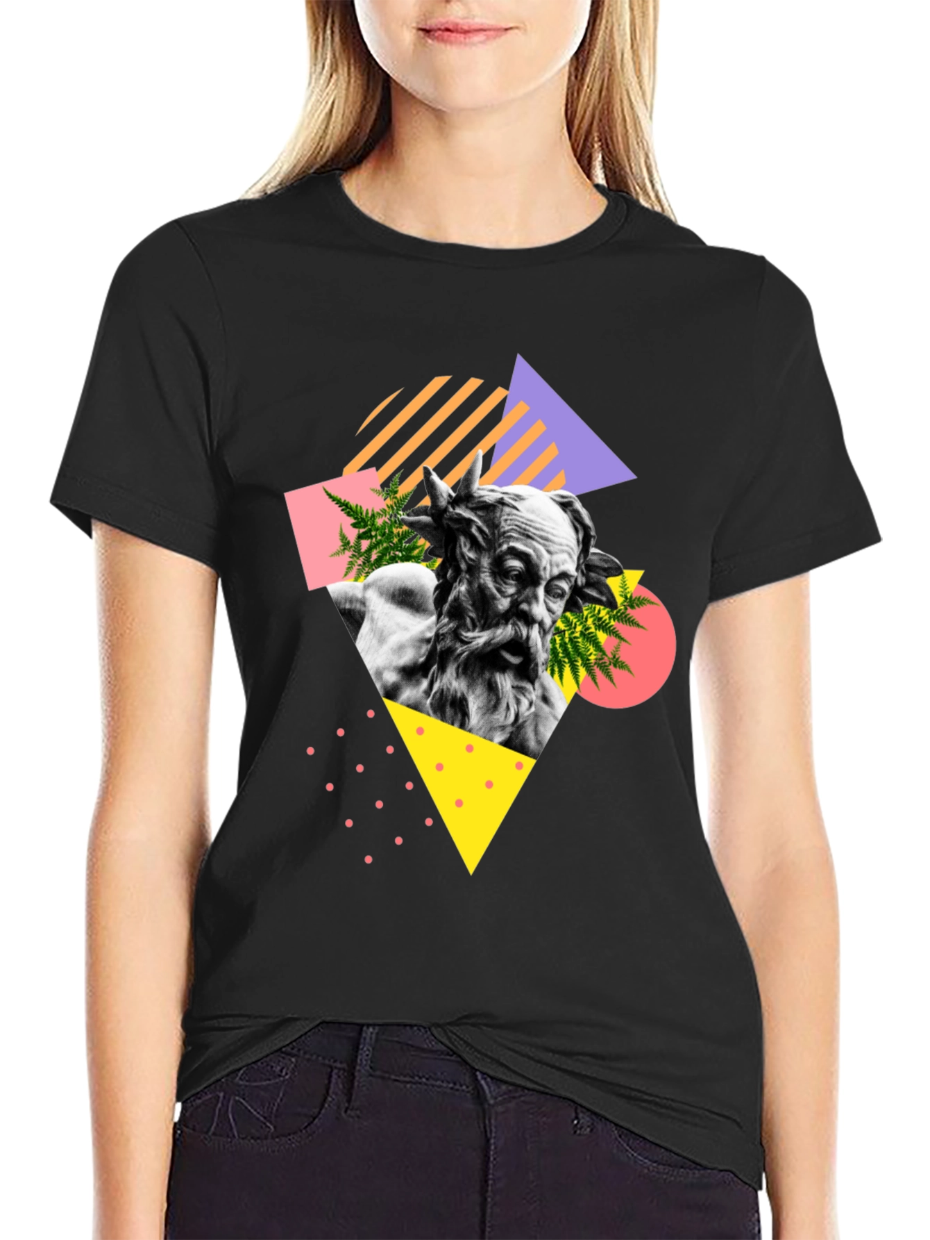 Retro Statue Graphic Tee - Unisex Black T-Shirt