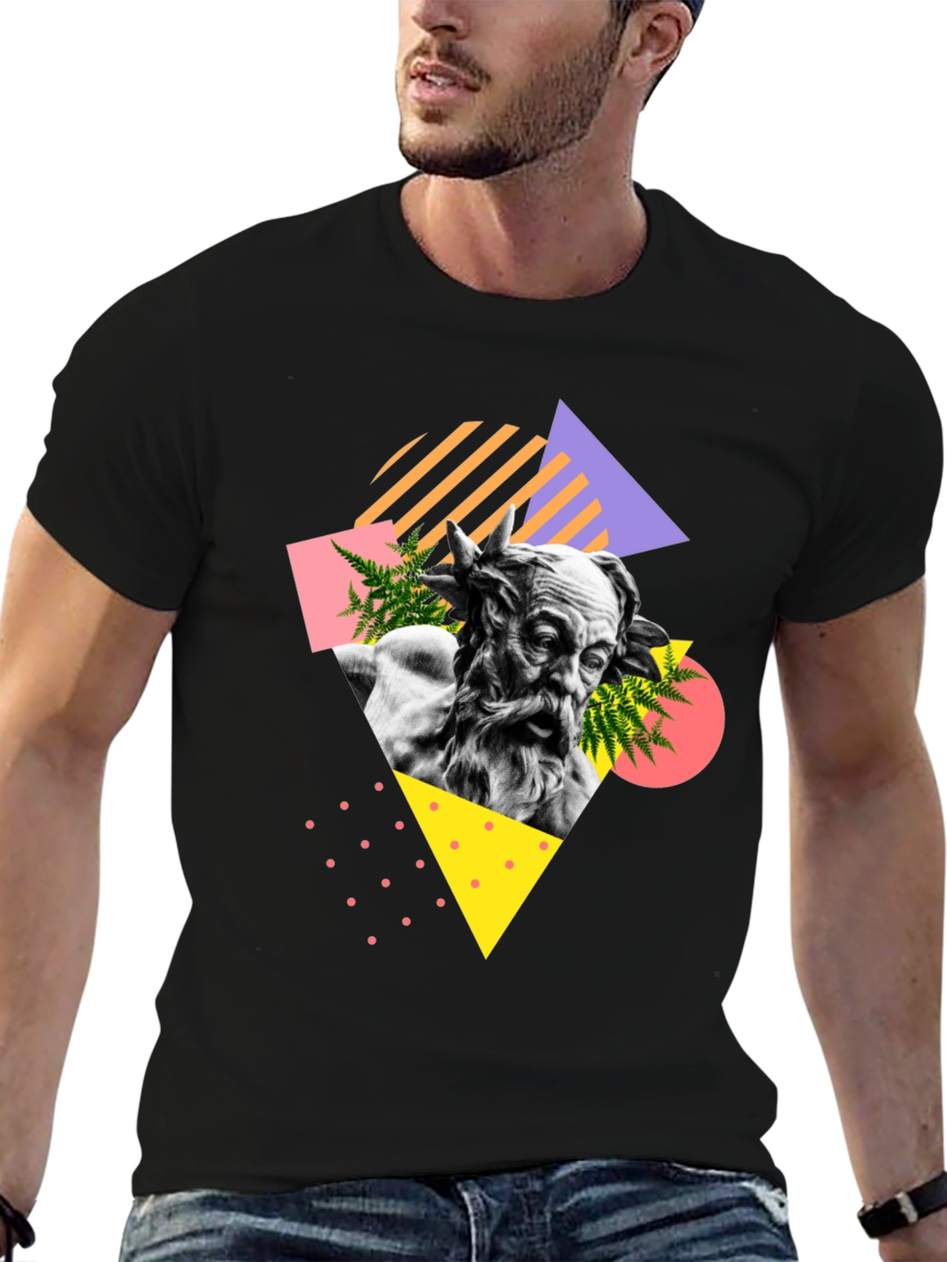 Retro Statue Graphic Tee - Unisex Black T-Shirt