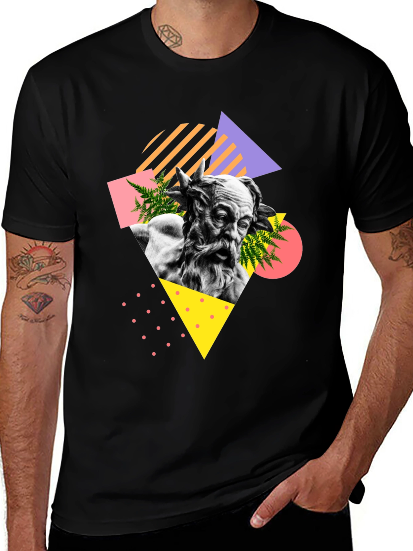 Retro Statue Graphic Tee - Unisex Black T-Shirt