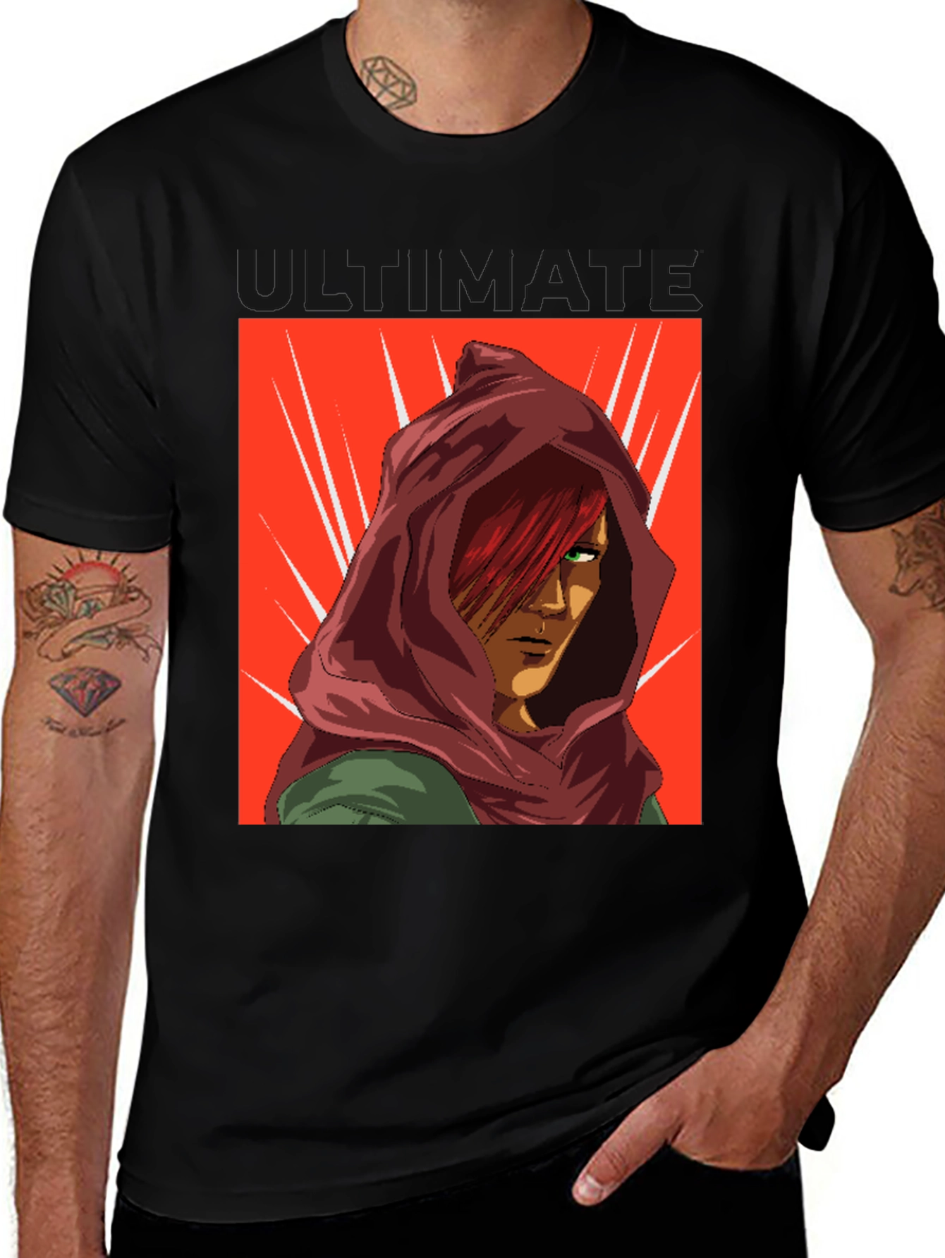 Anime Red Hood T-Shirt - Graphic Print