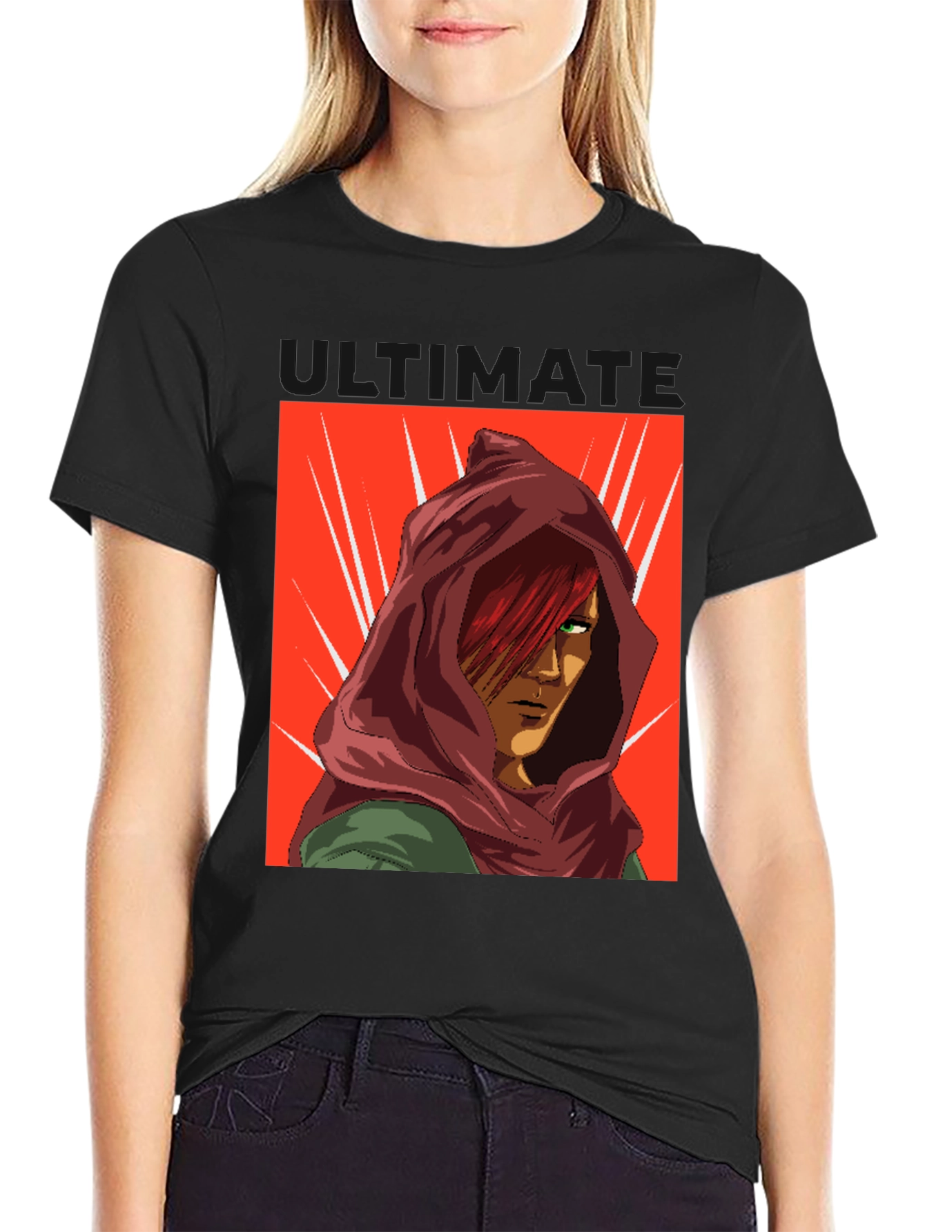 Anime Red Hood T-Shirt - Graphic Print