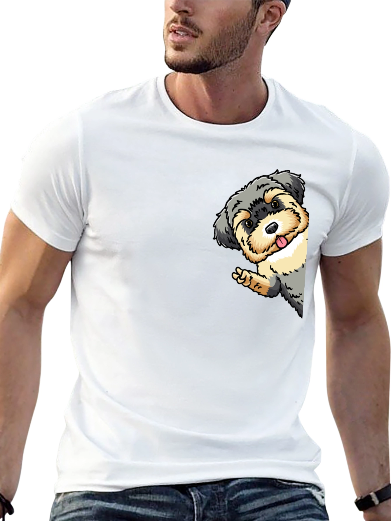 Dog Peek-a-Boo Graphic Tee - Fun Casual Style
