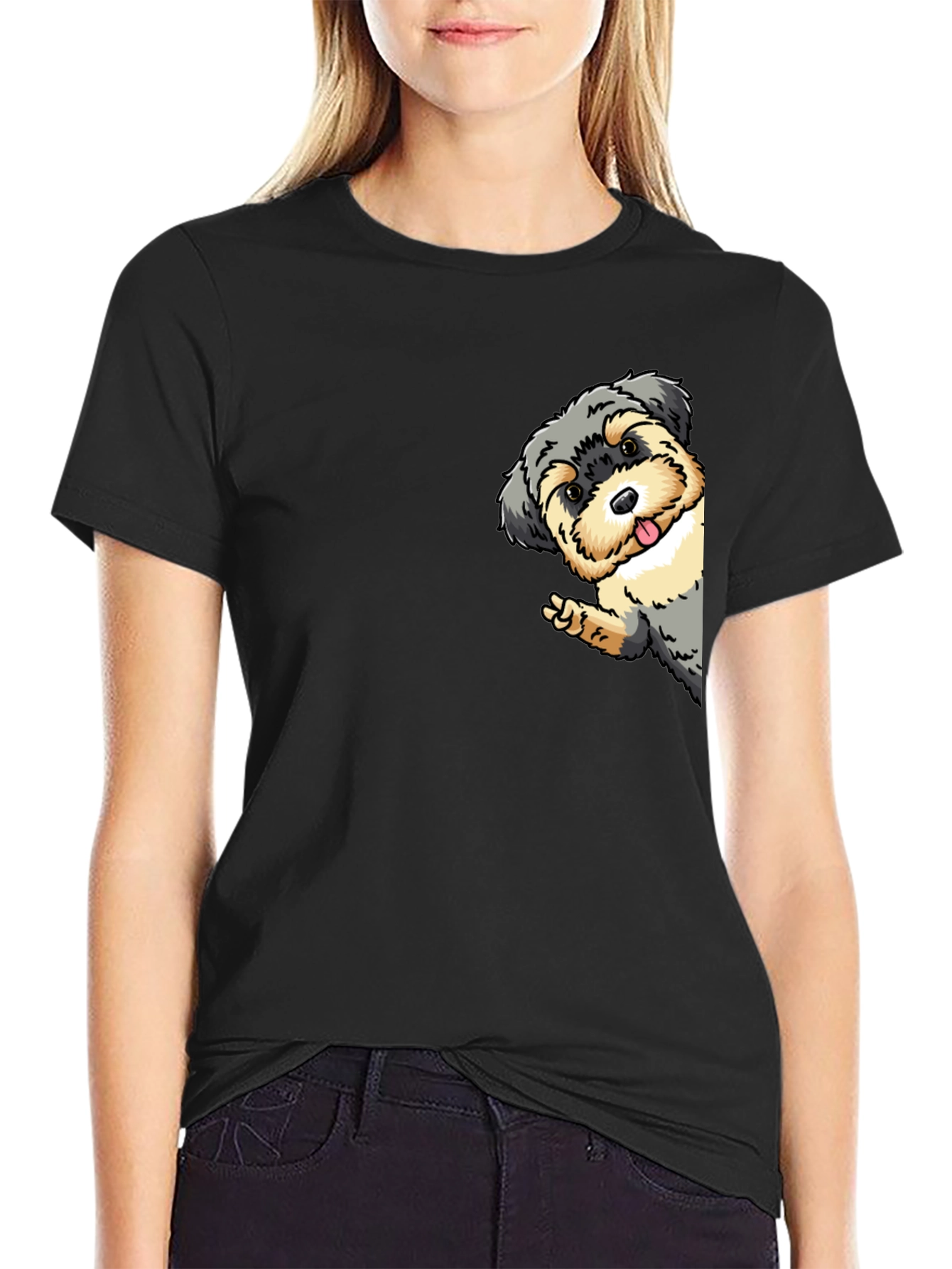 Dog Peek-a-Boo Graphic Tee - Fun Casual Style