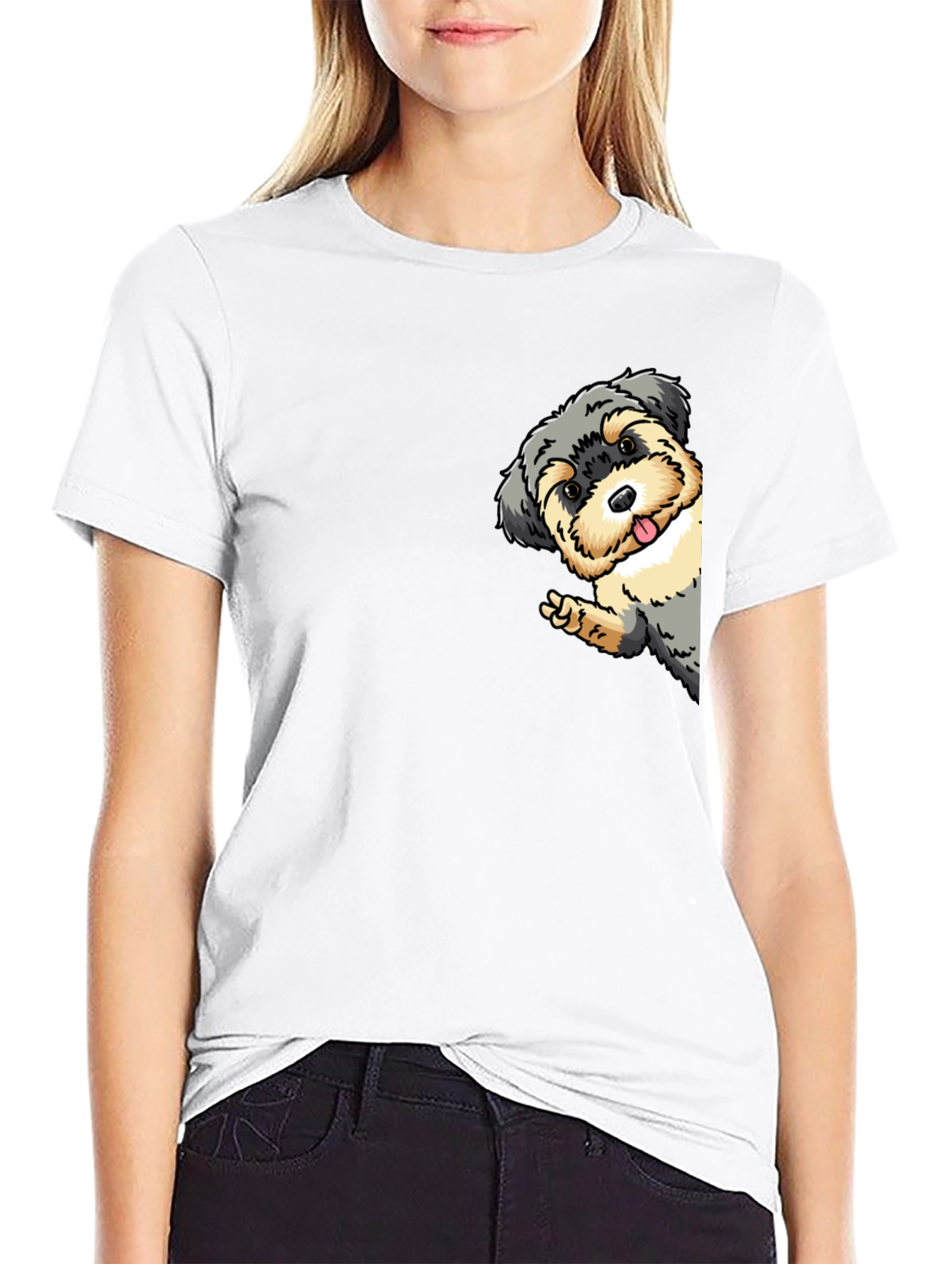 Dog Peek-a-Boo Graphic Tee - Fun Casual Style