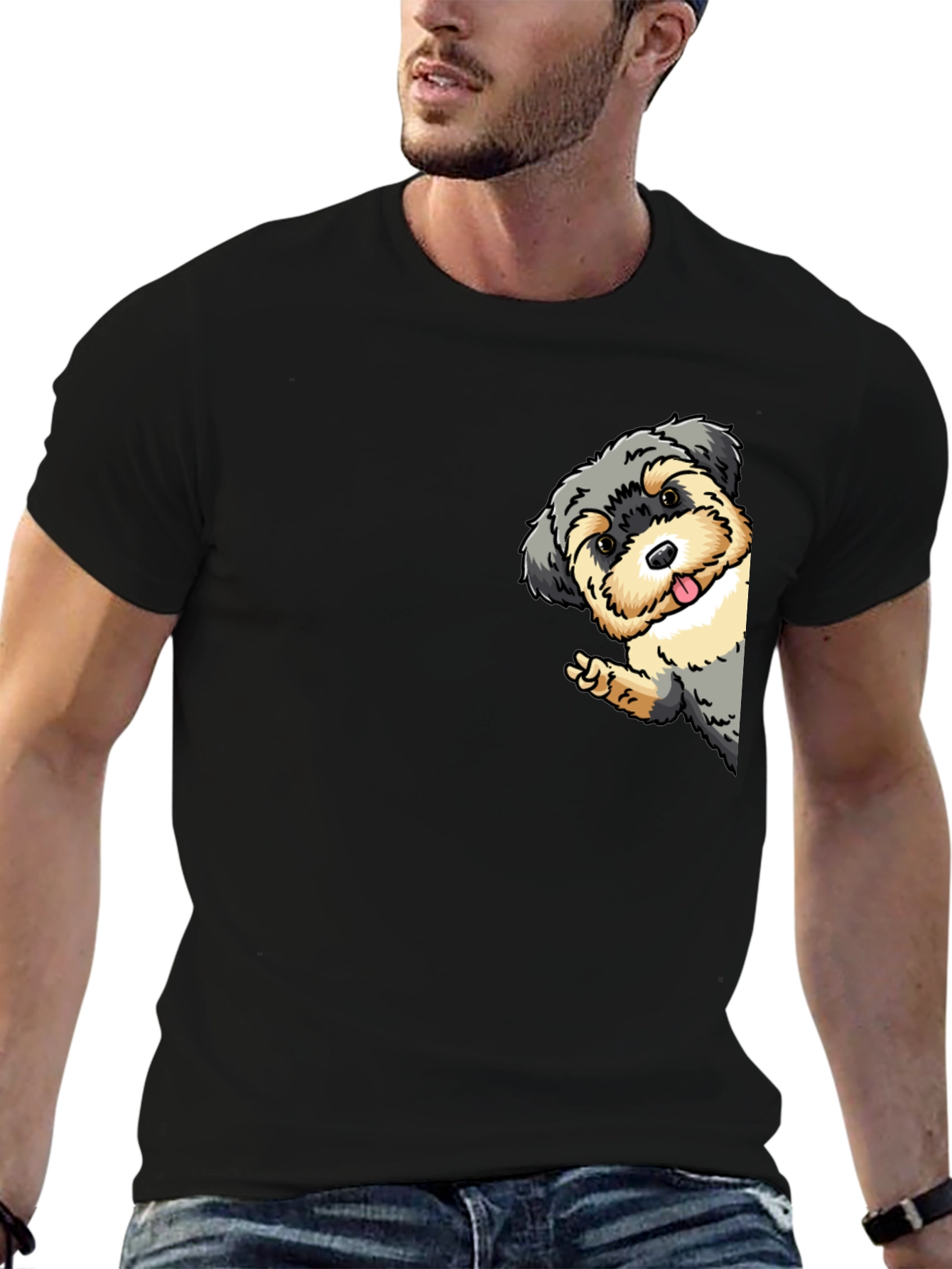 Dog Peek-a-Boo Graphic Tee - Fun Casual Style