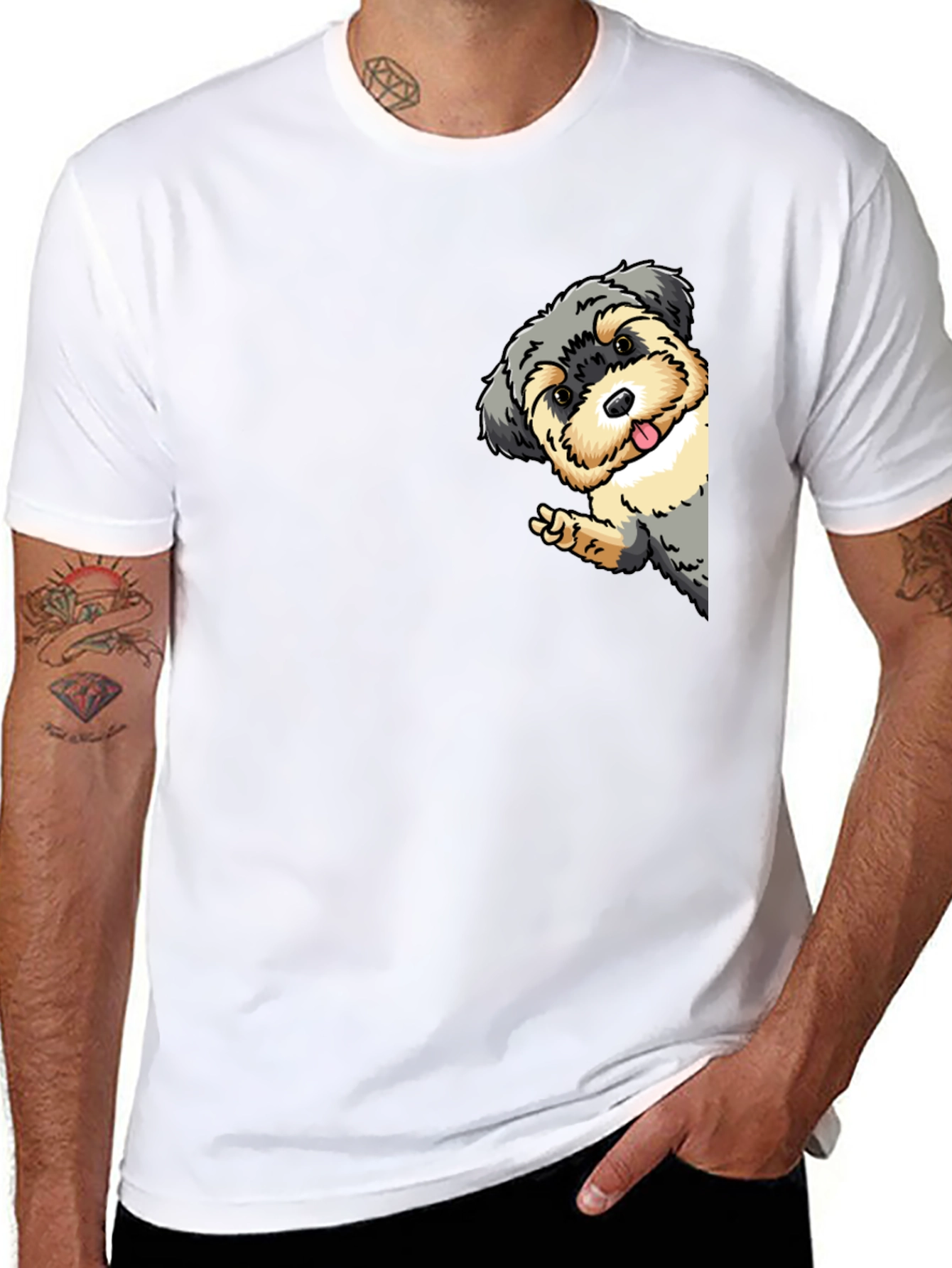 Dog Peek-a-Boo Graphic Tee - Fun Casual Style