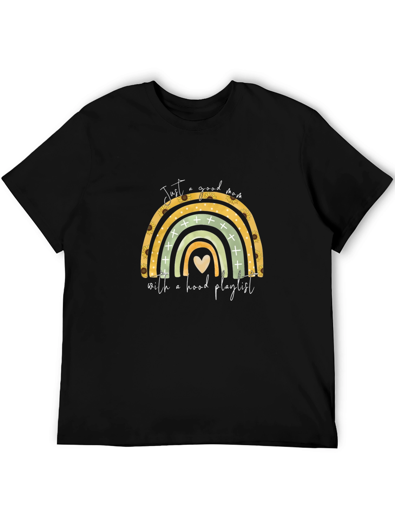 Good Mom Hood Playlist Rainbow T-Shirt