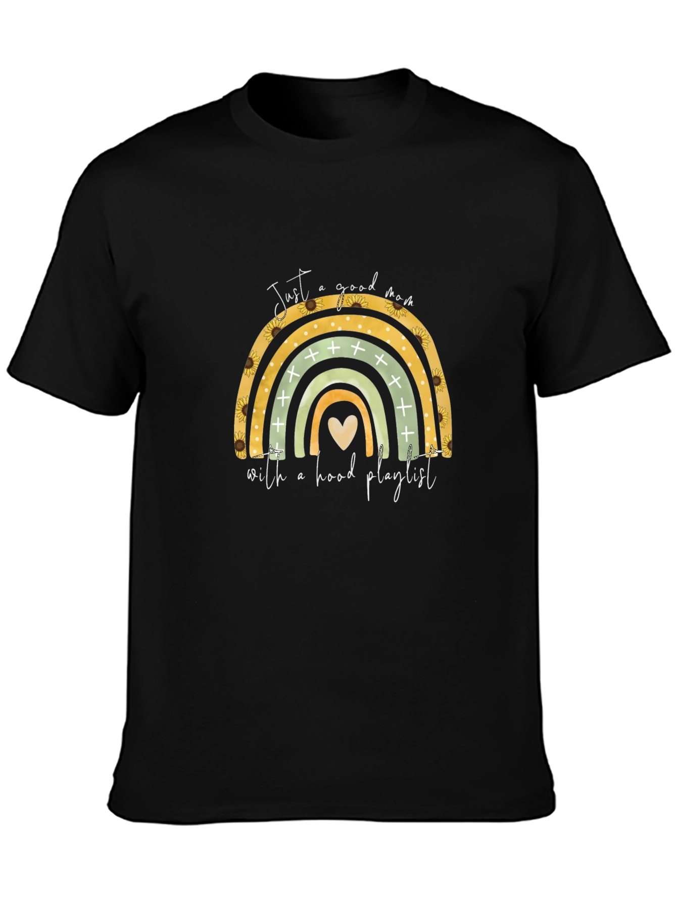 Good Mom Hood Playlist Rainbow T-Shirt
