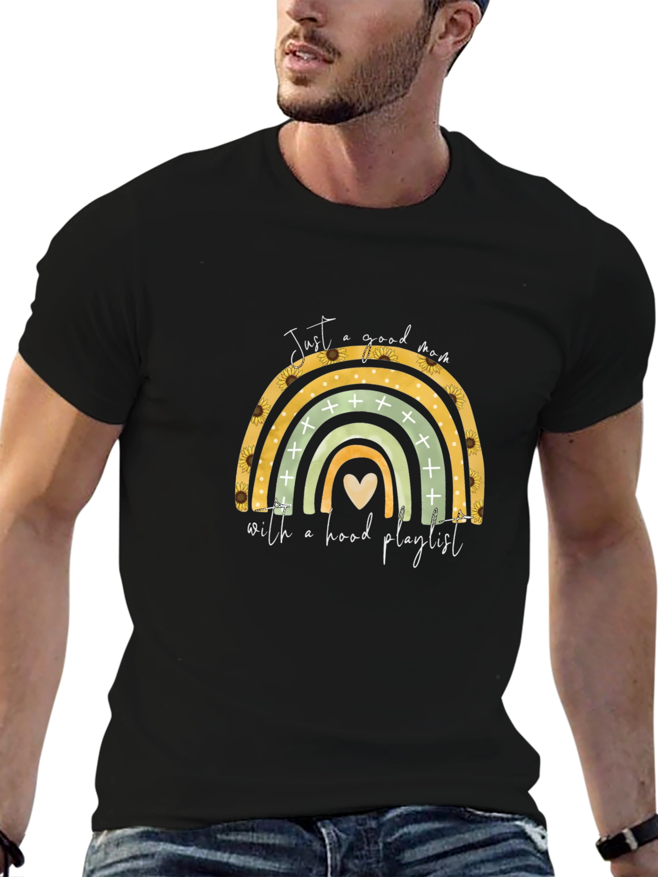 Good Mom Hood Playlist Rainbow T-Shirt