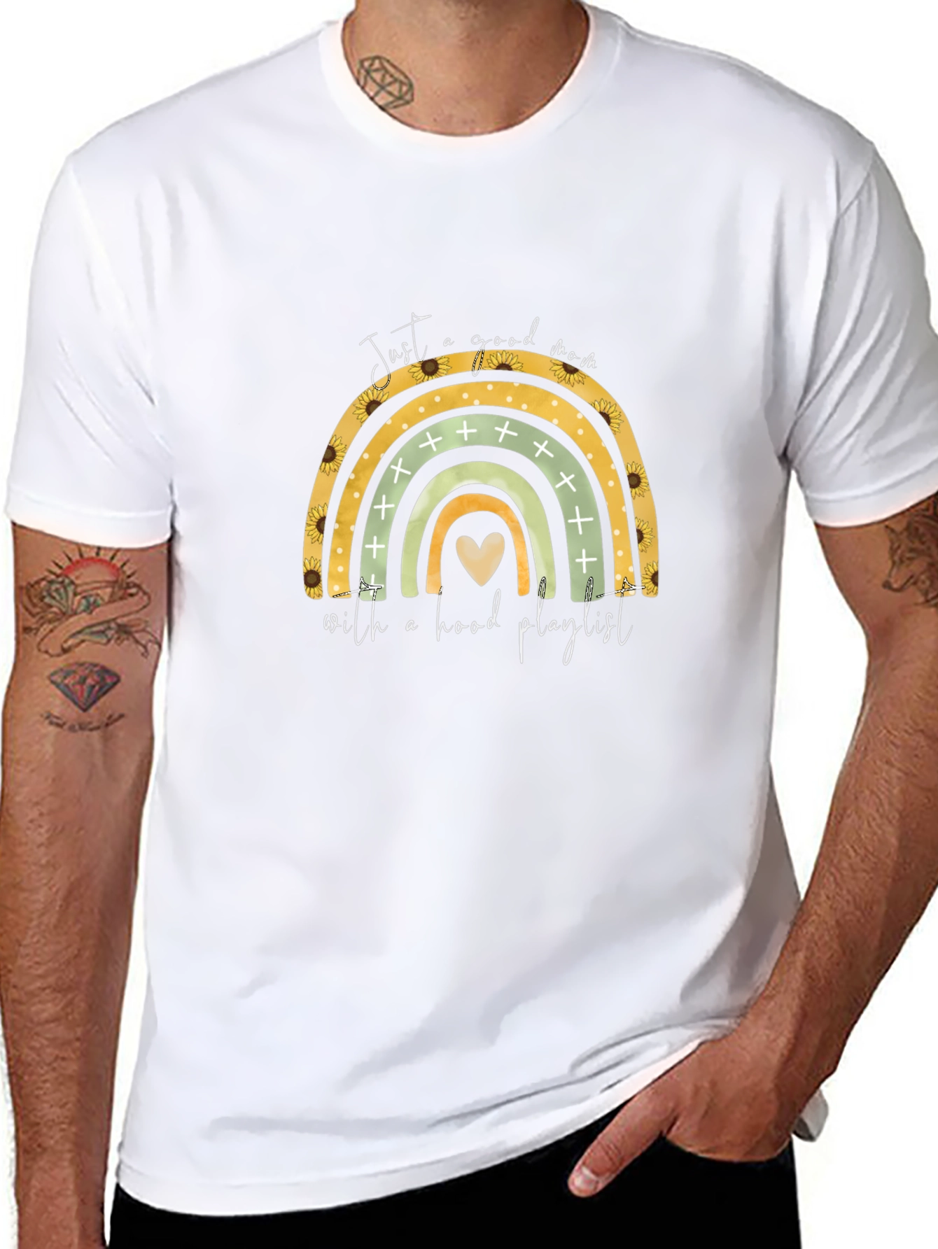 Good Mom Hood Playlist Rainbow T-Shirt