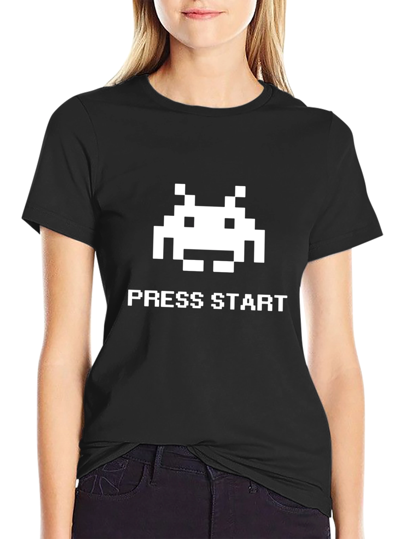 Retro Gamer T-Shirt: Press Start Black Tee