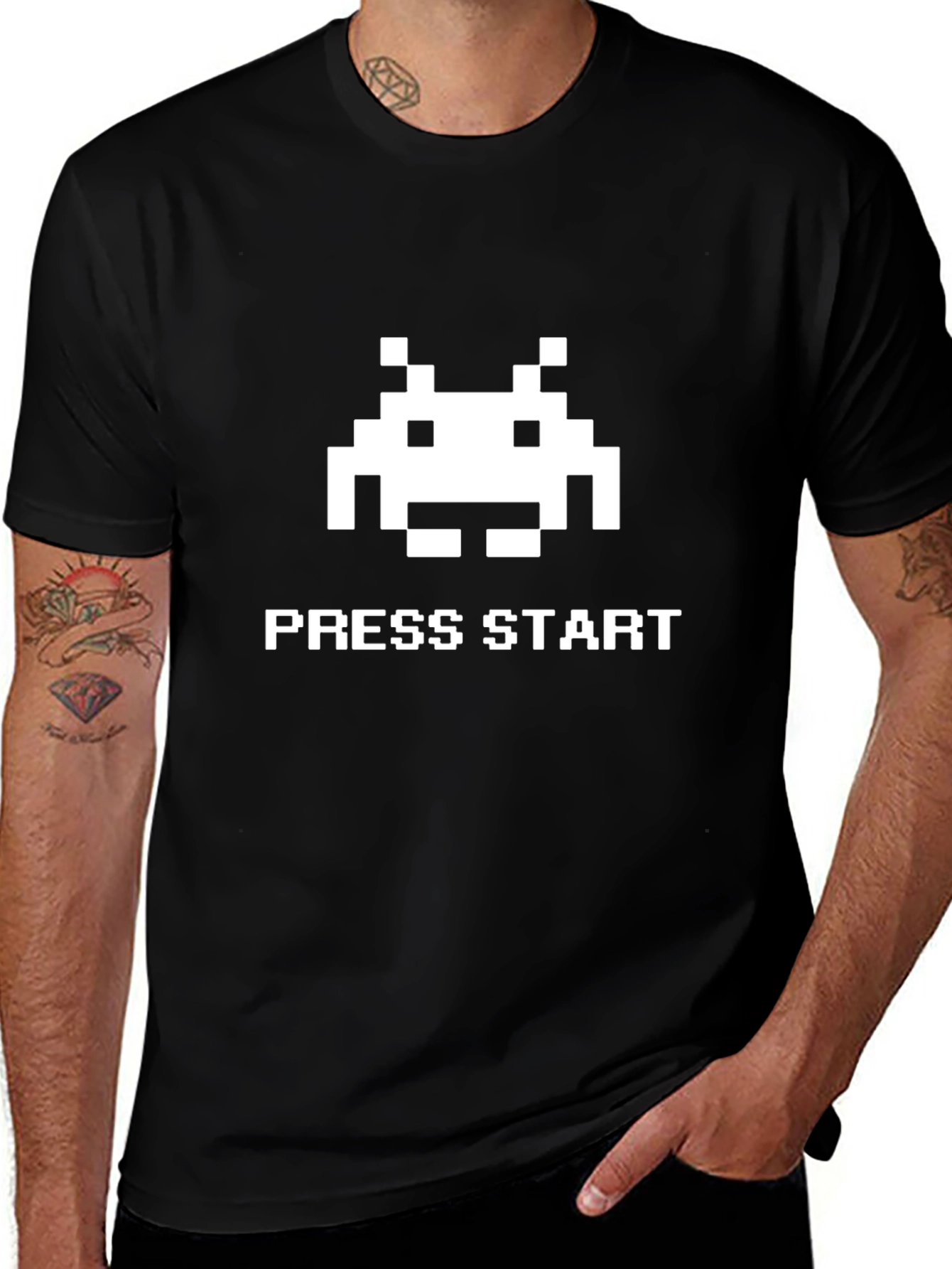 Retro Gamer T-Shirt: Press Start Black Tee