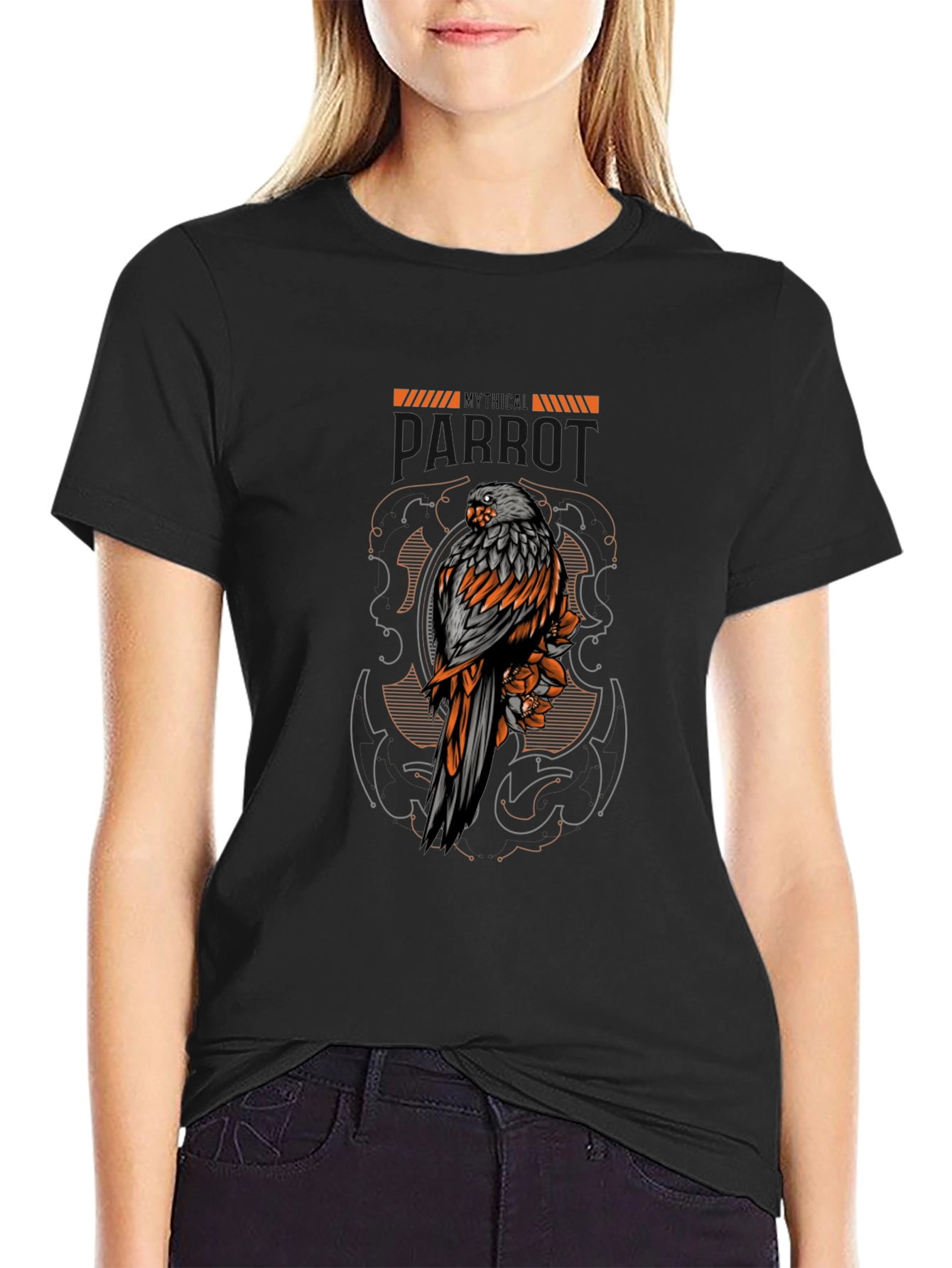 Mythical Creature T-Shirt - Bird & Floral Graphic