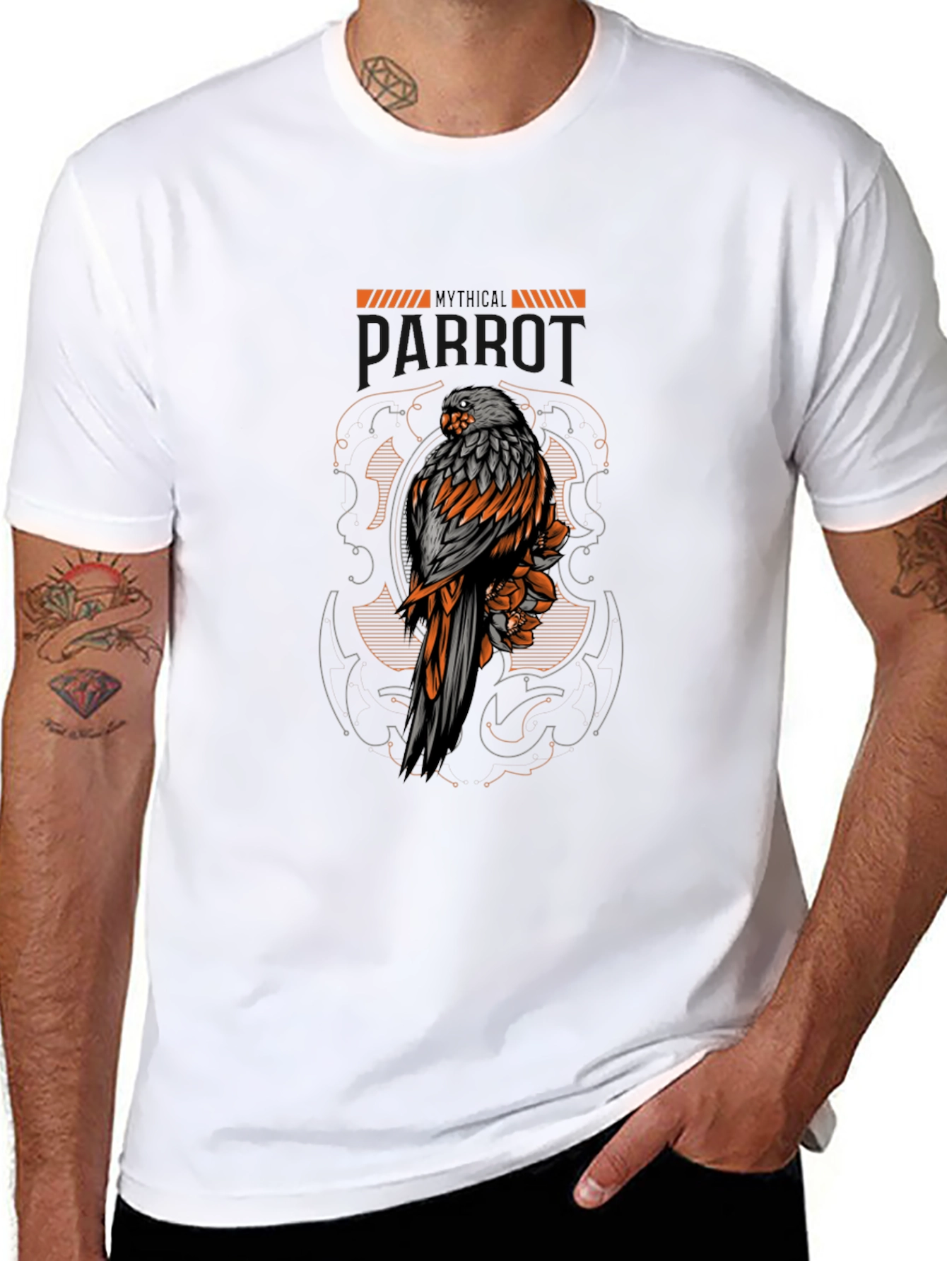 Mythical Creature T-Shirt - Bird & Floral Graphic