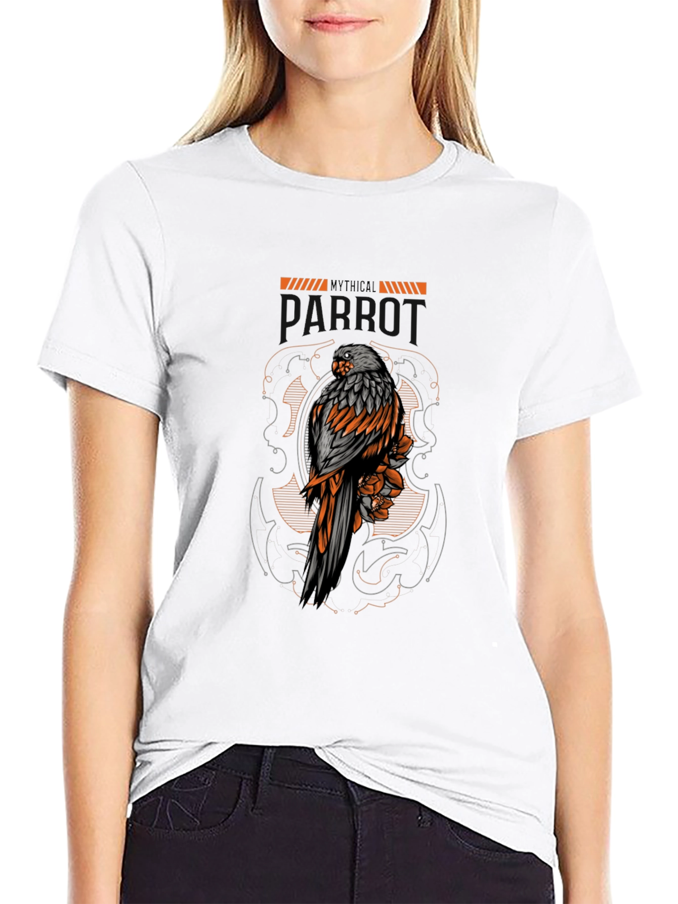 Mythical Creature T-Shirt - Bird & Floral Graphic