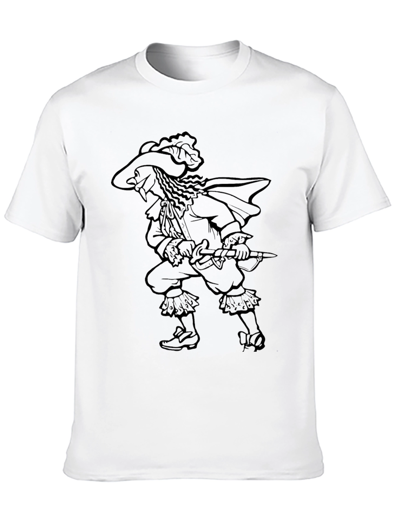 Swashbuckler Graphic Tee - Black Cotton Crew Neck