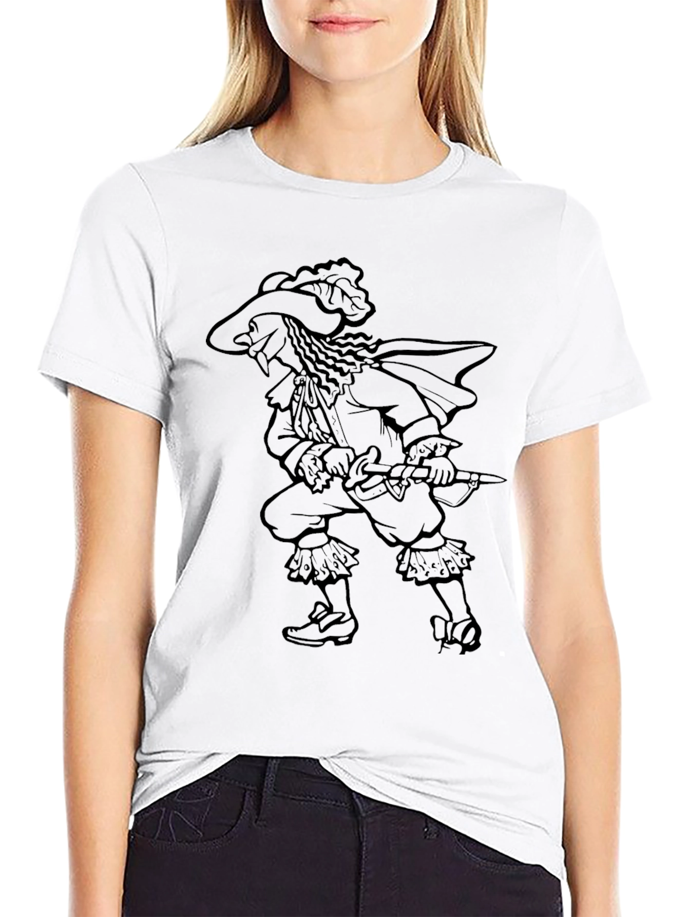 Swashbuckler Graphic Tee - Black Cotton Crew Neck