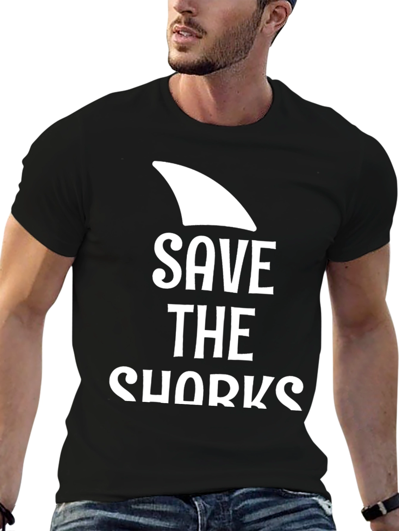 Save The Sharks Graphic T-Shirt - Black