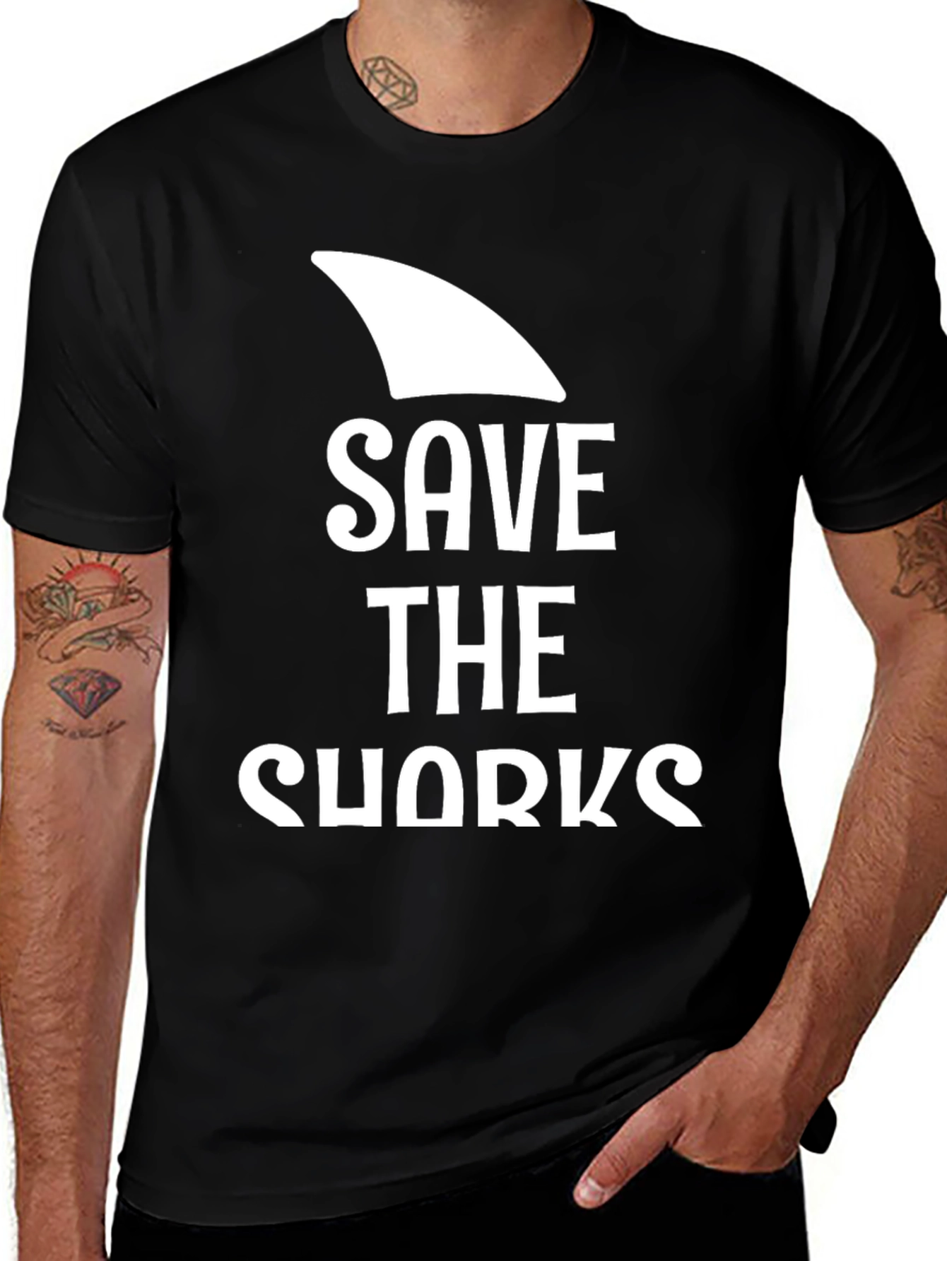 Save The Sharks Graphic T-Shirt - Black