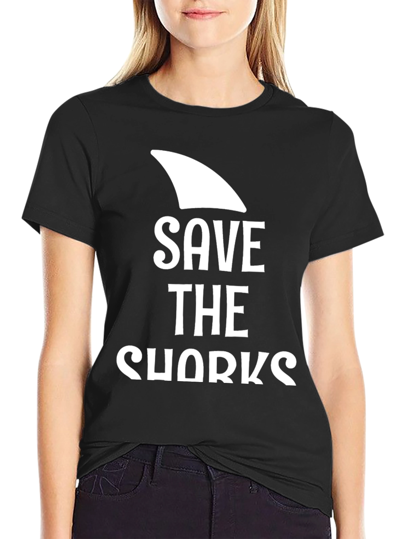 Save The Sharks Graphic T-Shirt - Black