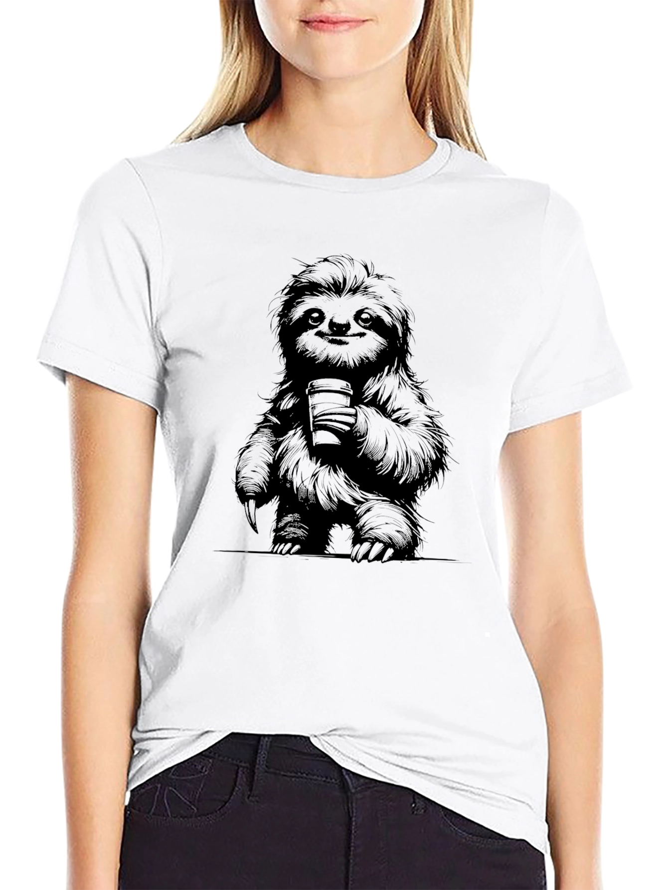 Sloth Coffee Lover Graphic Tee - Black